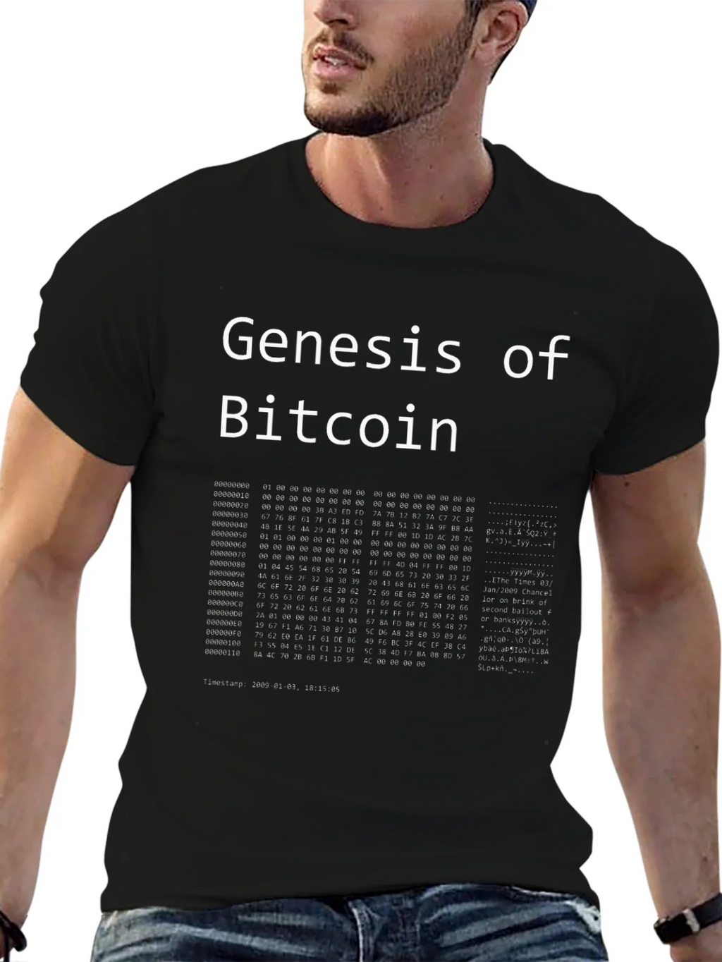 Genesis of Bitcoin Black T-Shirt Crypto product image 9