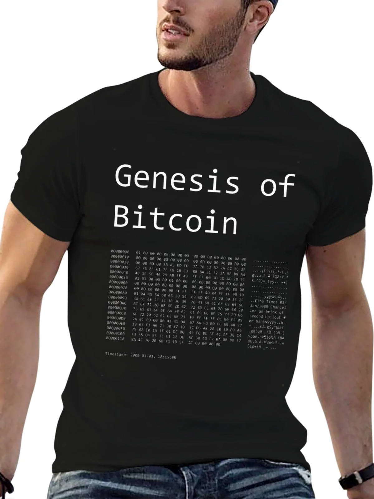 Genesis of Bitcoin Black T-Shirt Crypto product image 9