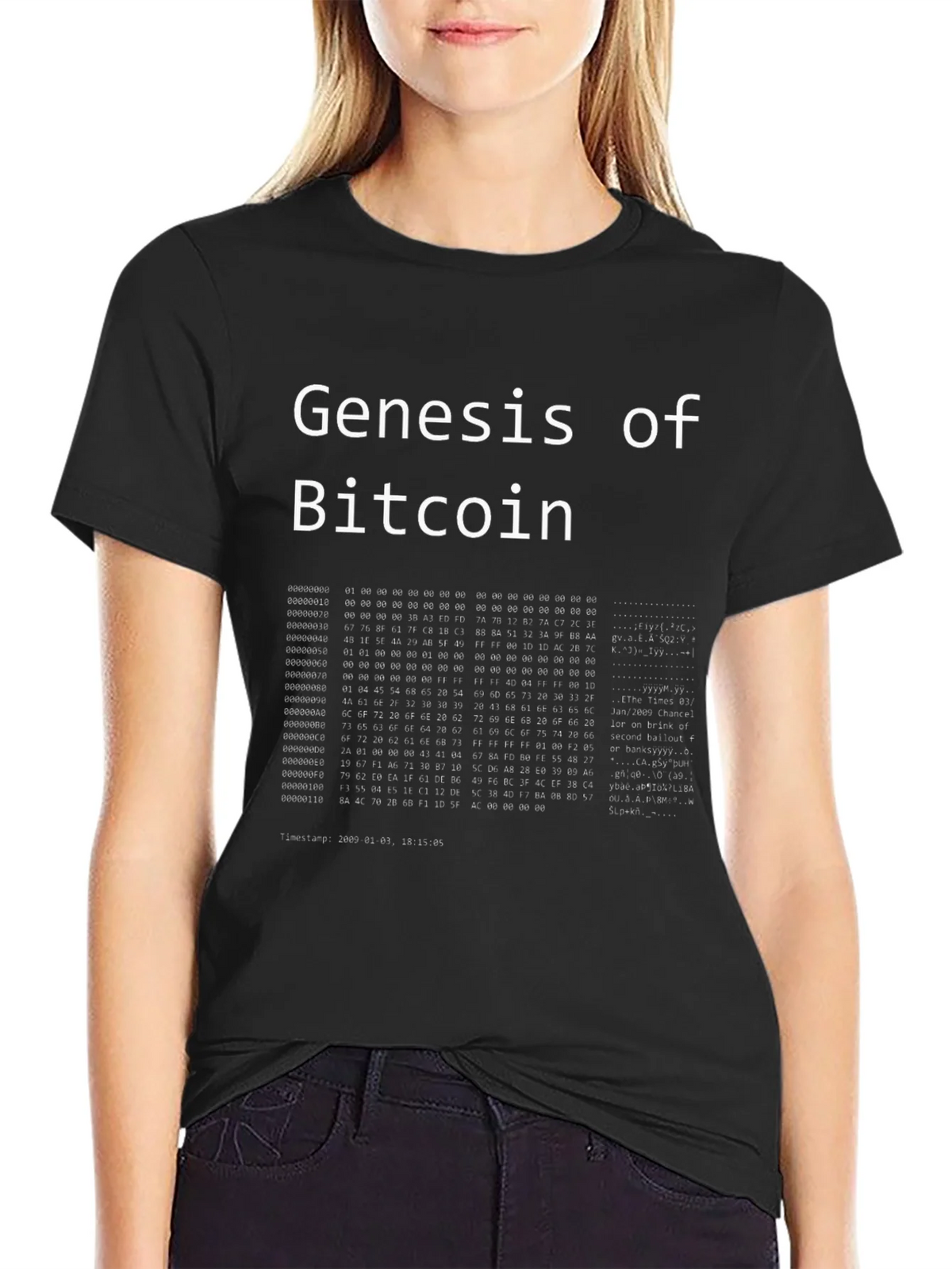 Genesis of Bitcoin Black T-Shirt Crypto product image 5