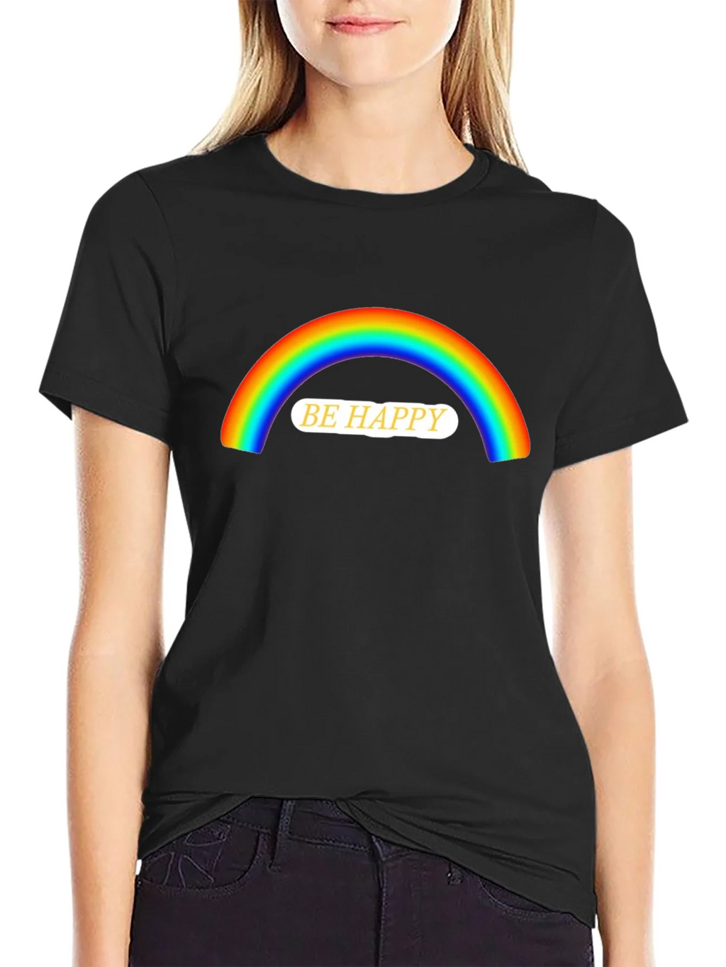 Be Happy Rainbow Graphic T-Shirt product image 5
