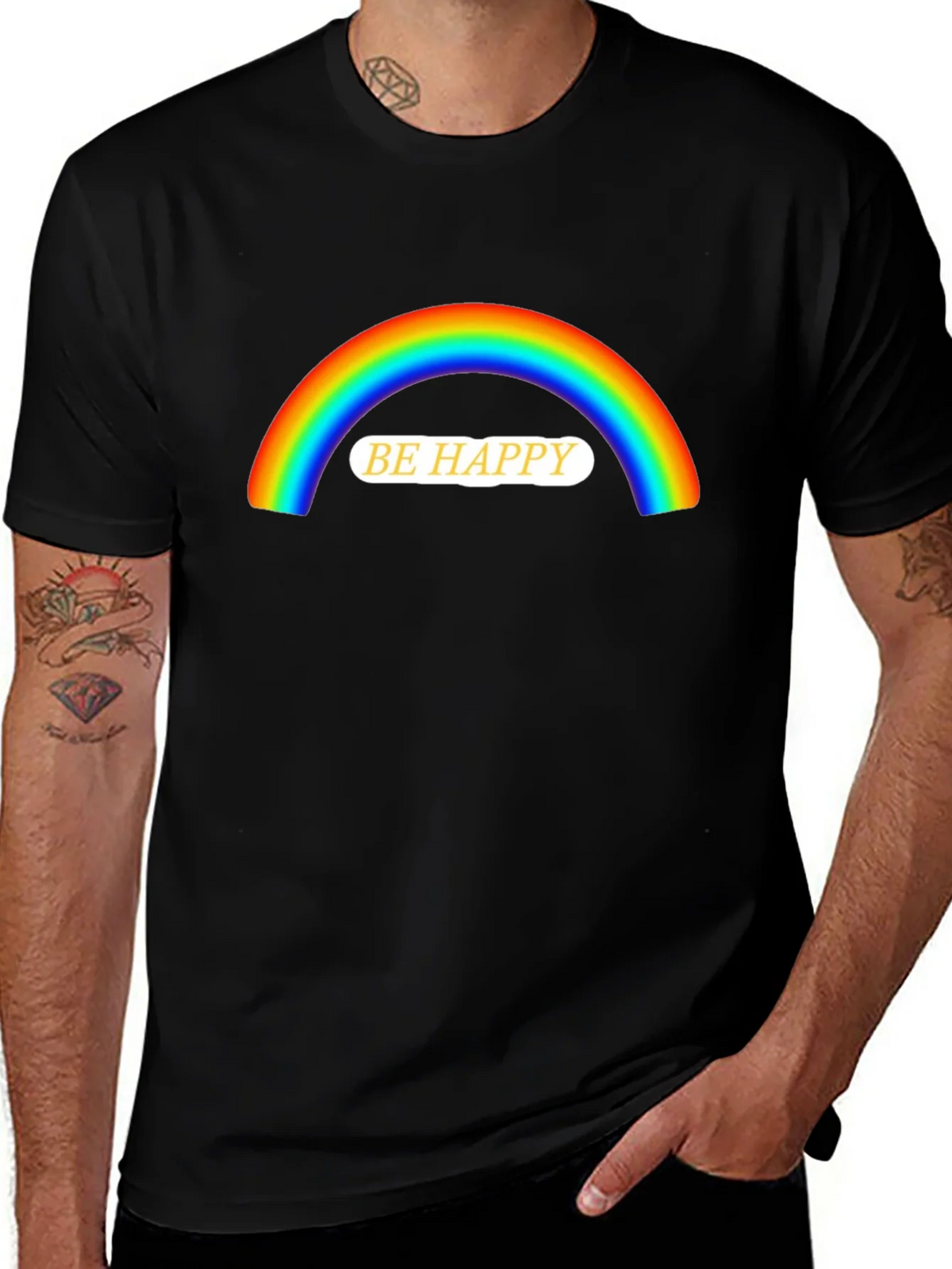 Be Happy Rainbow Graphic T-Shirt product image 1