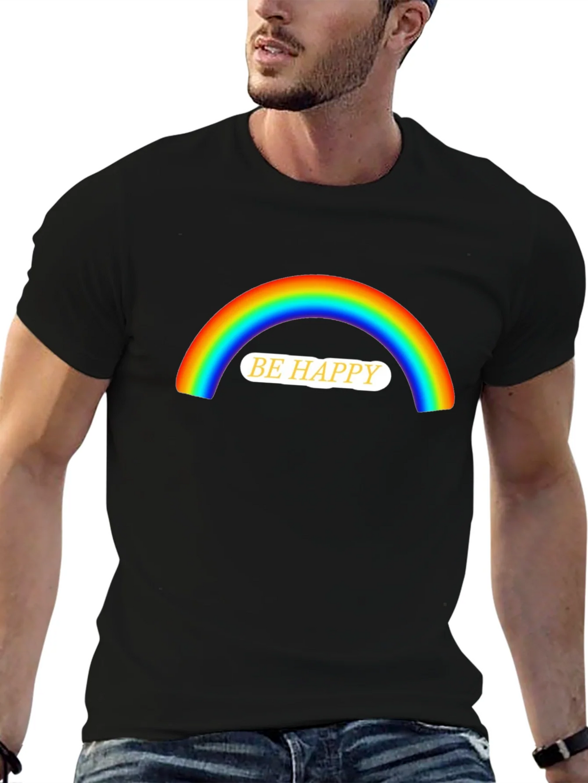 Be Happy Rainbow Graphic T-Shirt product image 9