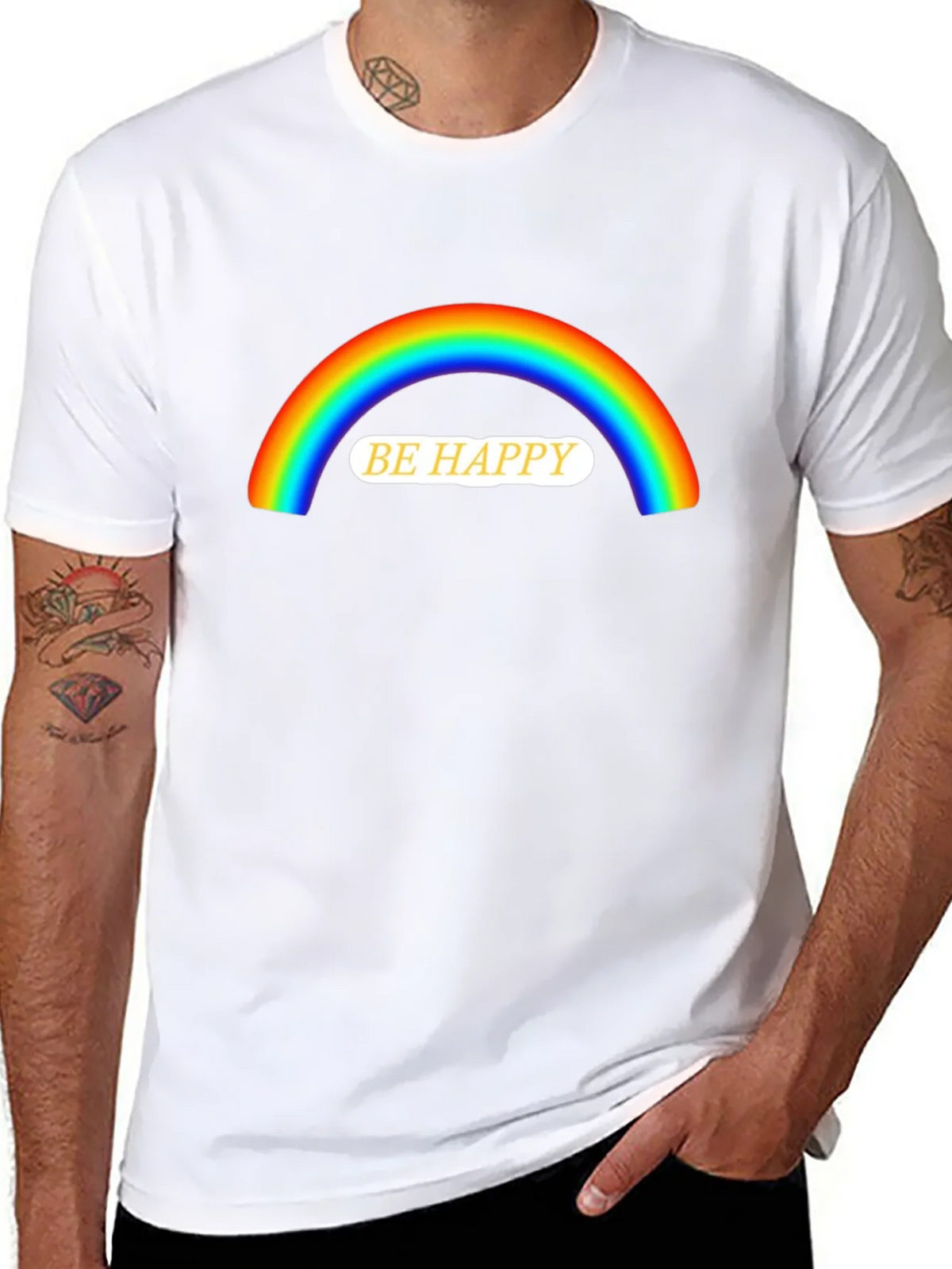Be Happy Rainbow Graphic T-Shirt product image 10