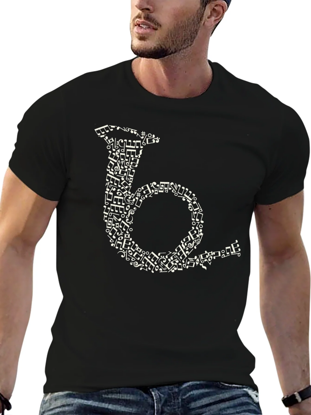 Musical Note French Horn Black T-Shirt product image 9