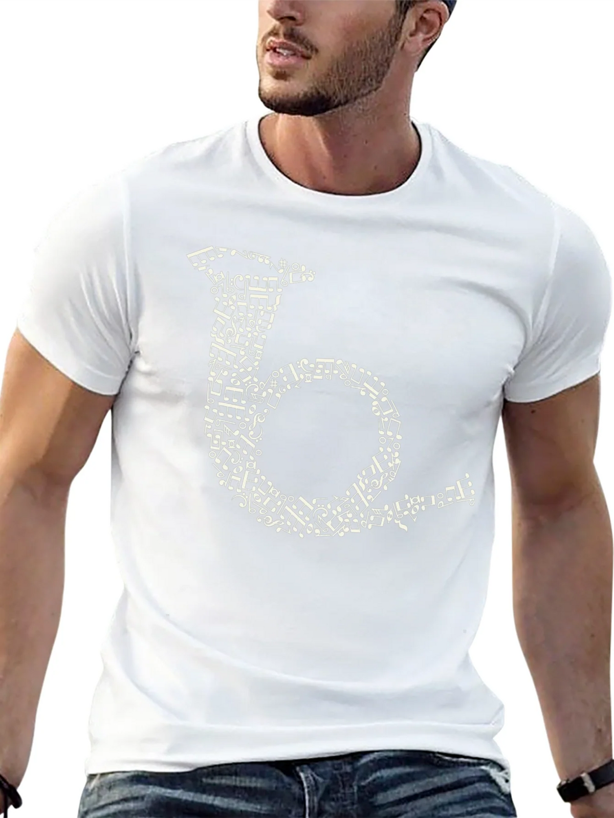 Musical Note French Horn Black T-Shirt product image 4