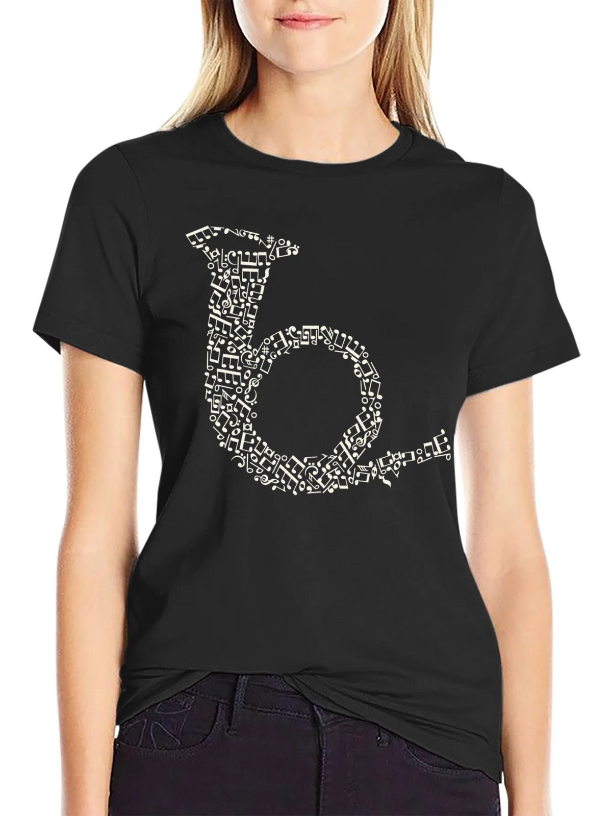 Musical Note French Horn Black T-Shirt product image 5