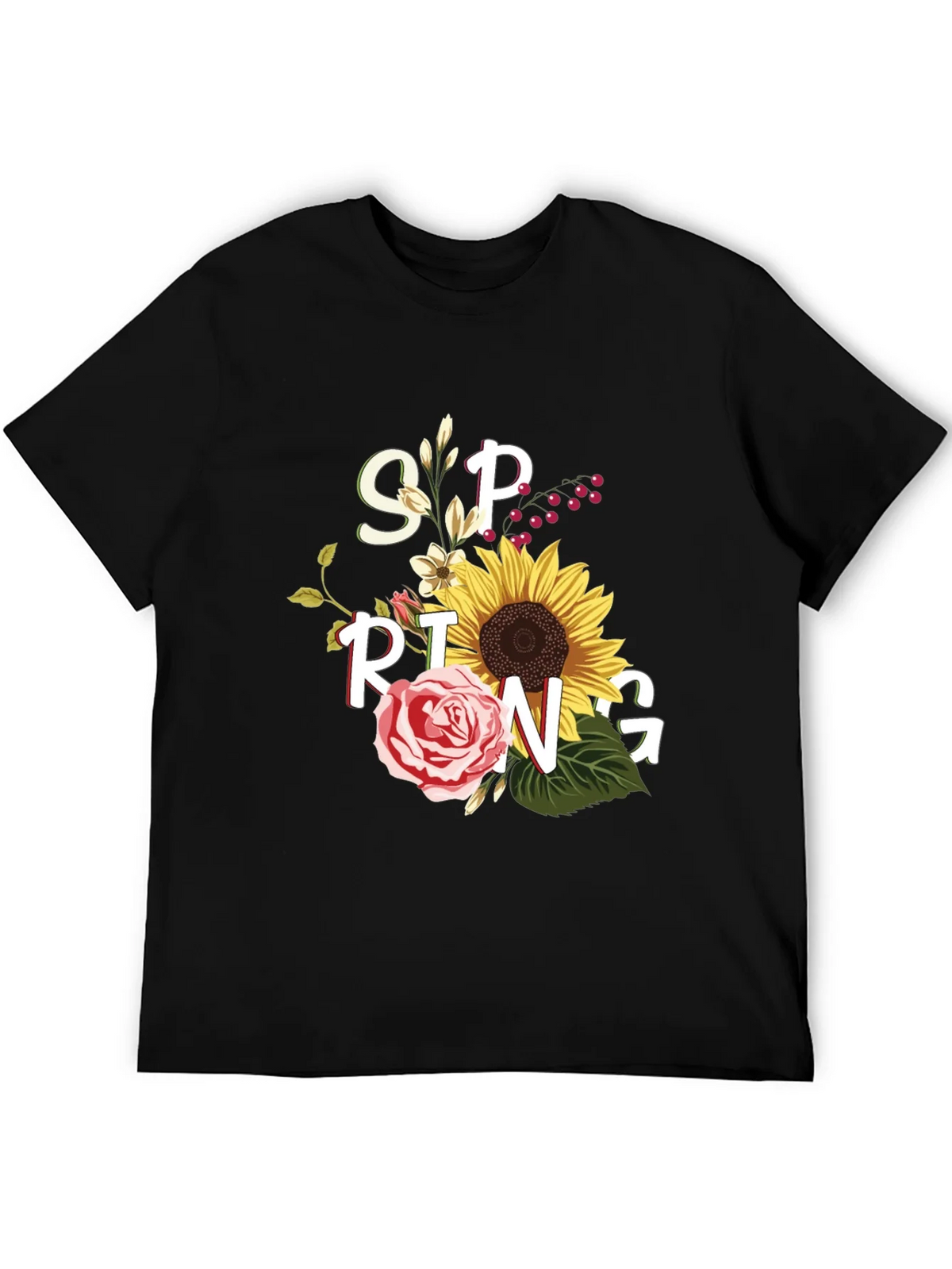 Floral Spring Graphic Tee - Black Unisex T-Shirt product image 8