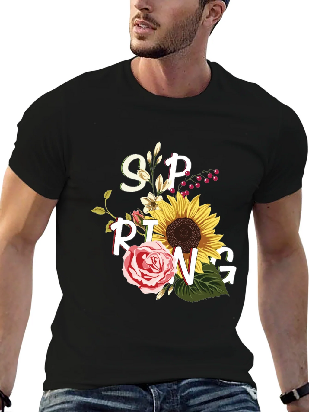Floral Spring Graphic Tee - Black Unisex T-Shirt product image 9