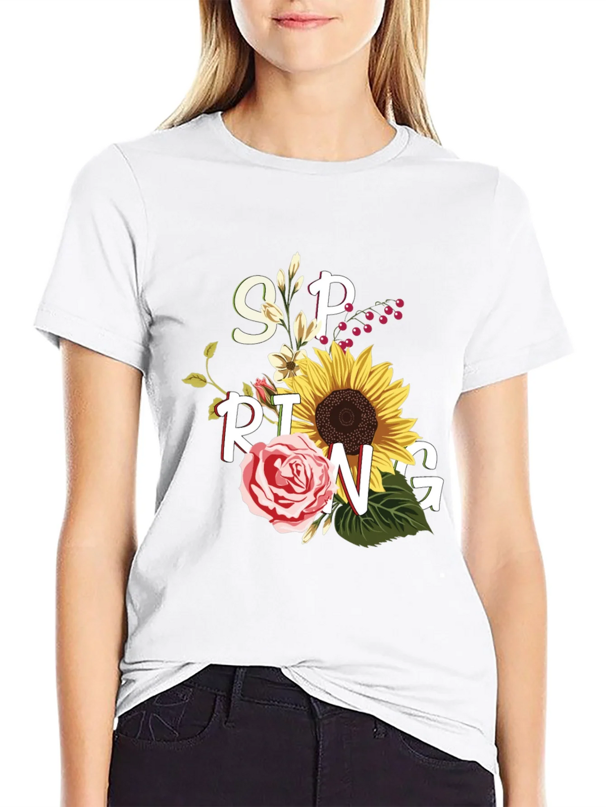 Floral Spring Graphic Tee - Black Unisex T-Shirt product image 11