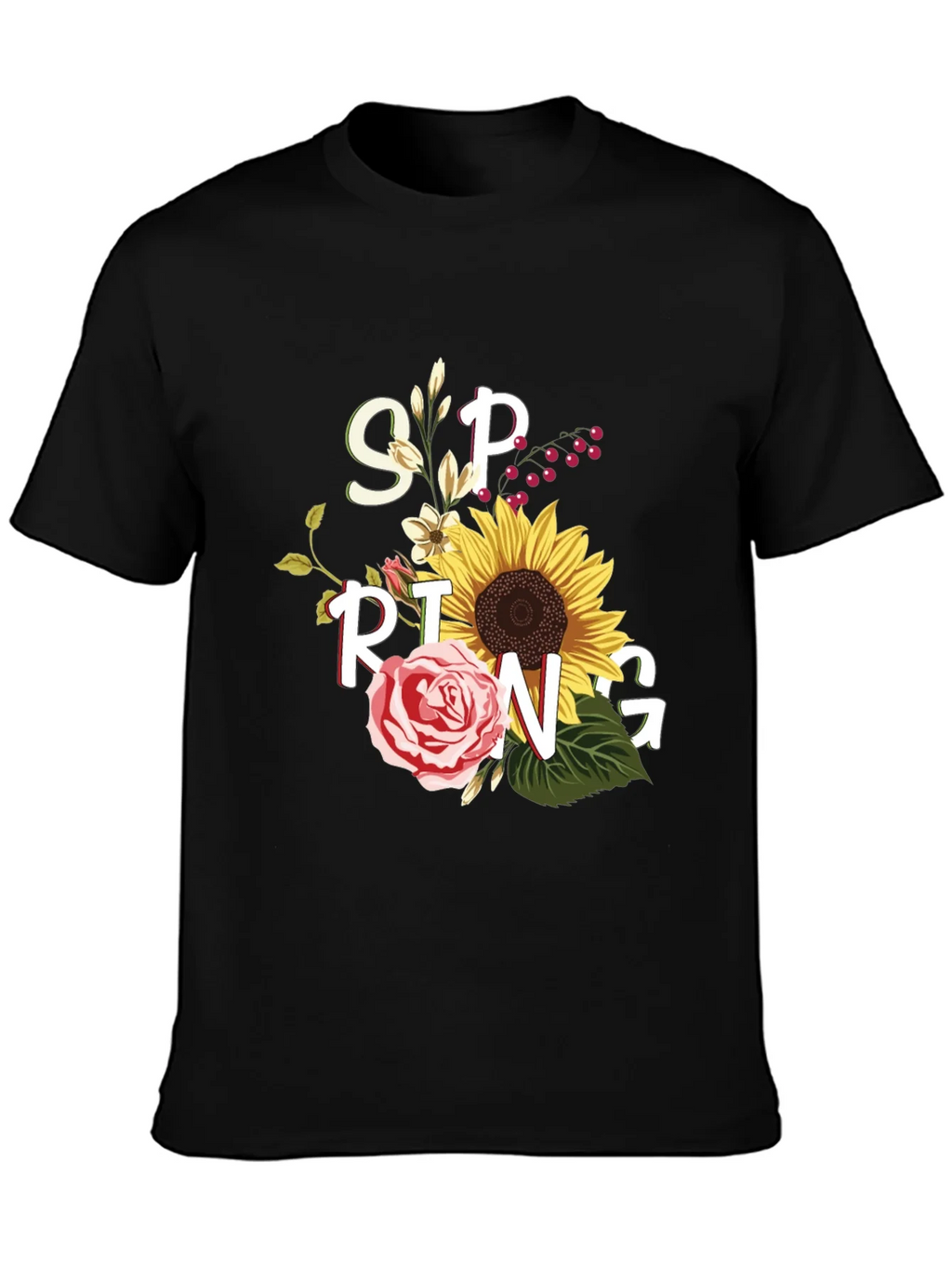 Floral Spring Graphic Tee - Black Unisex T-Shirt product image 6