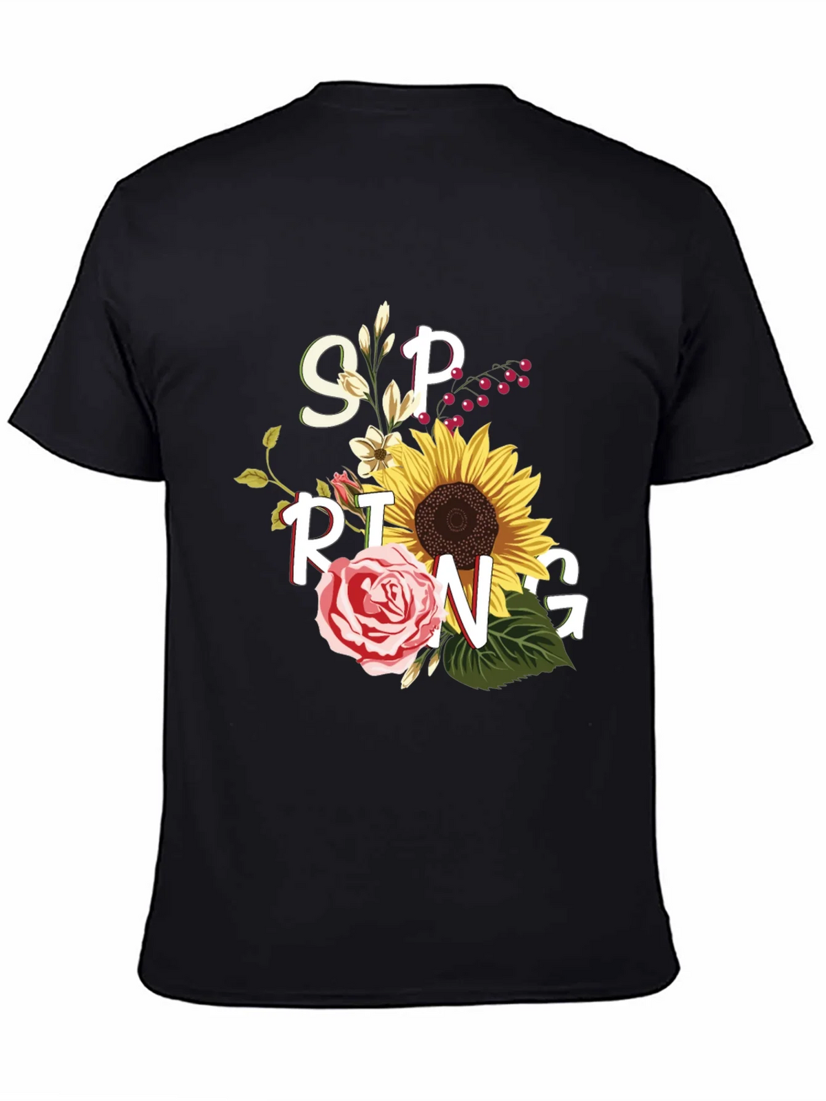 Floral Spring Graphic Tee - Black Unisex T-Shirt product image 7