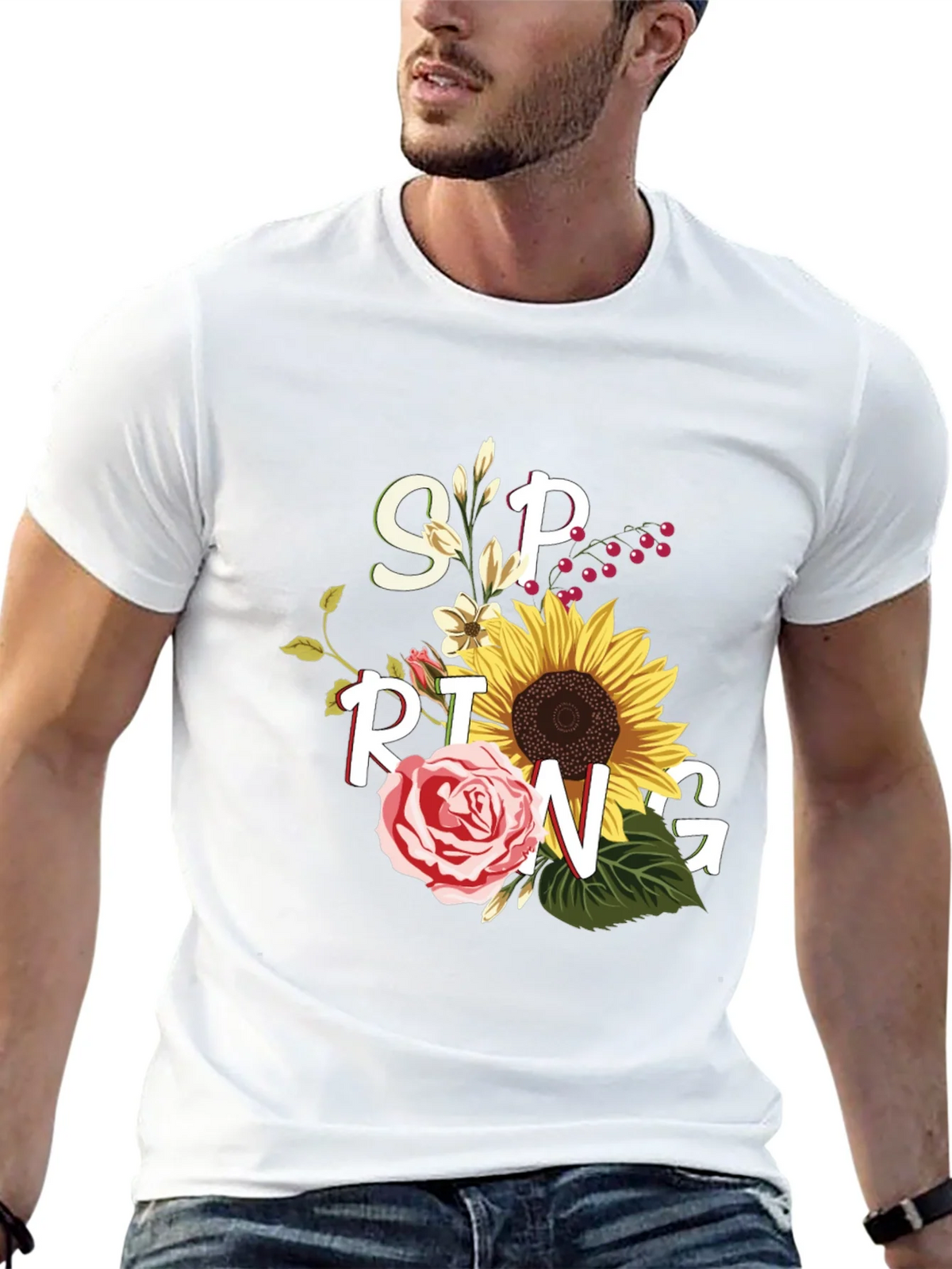 Floral Spring Graphic Tee - Black Unisex T-Shirt product image 4