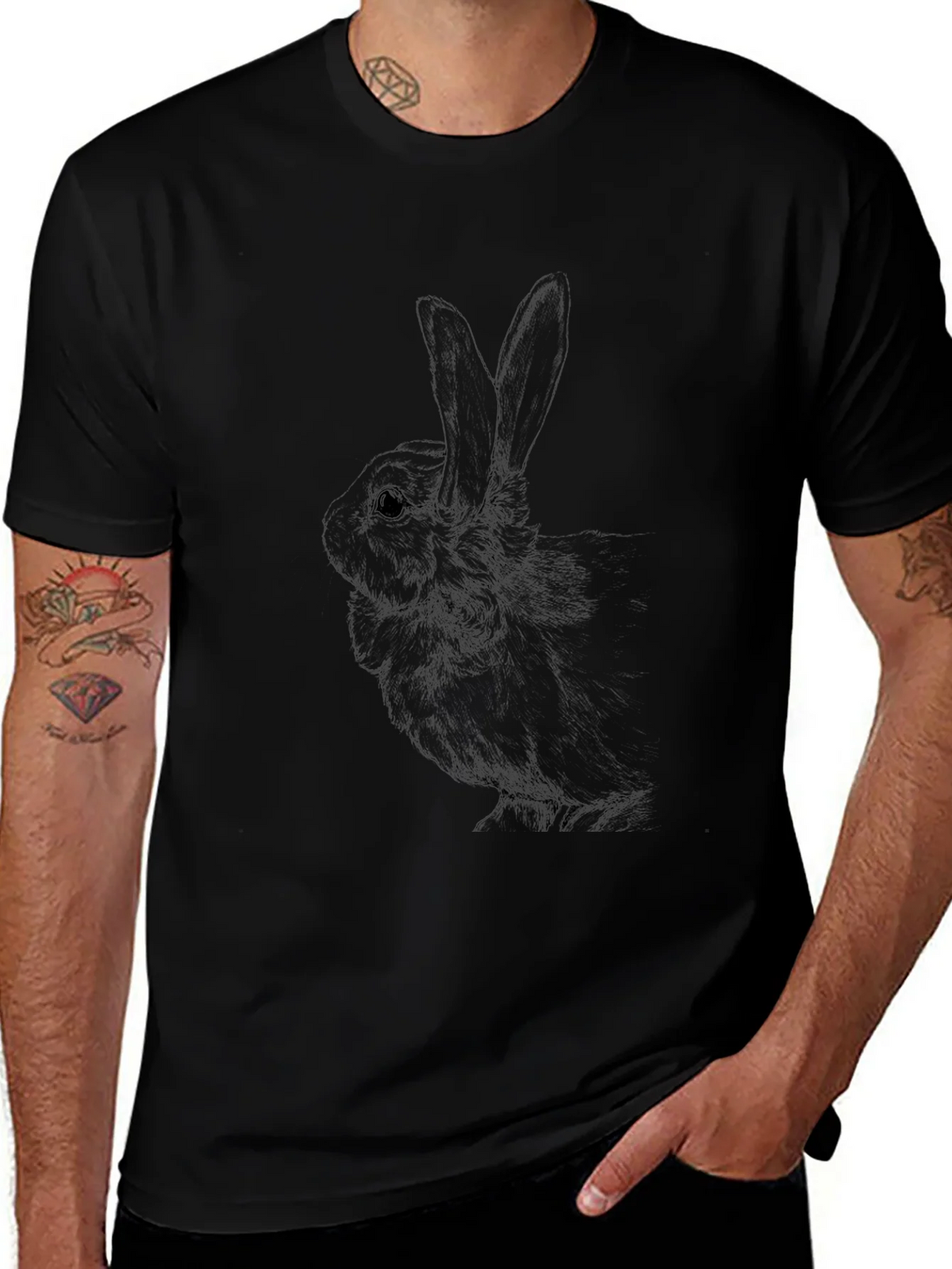 Black Rabbit Graphic Tee - Unisex Cotton Blend product image 1