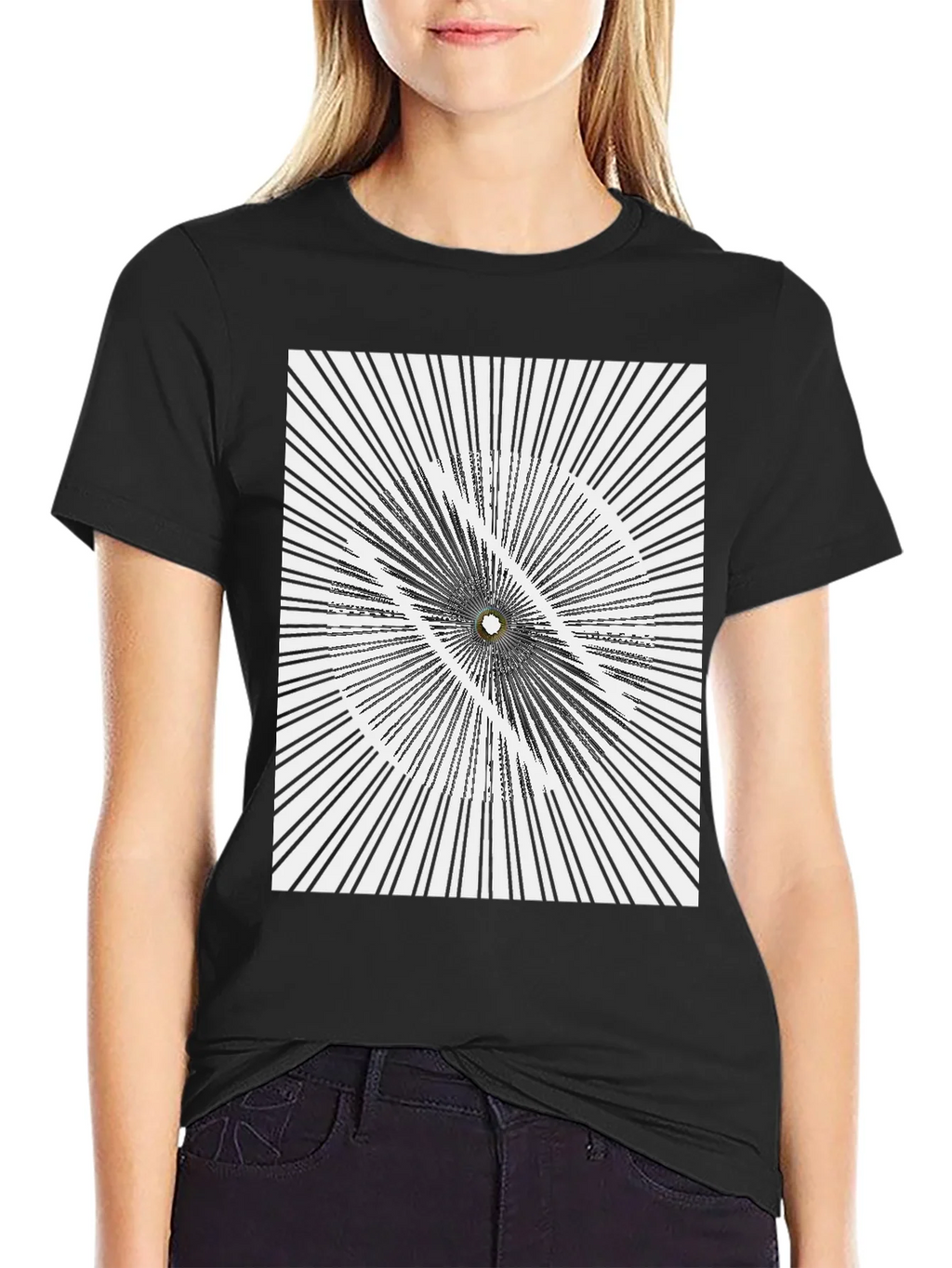 Abstract Optical Illusion Graphic Print Black T-Shirt product image 5