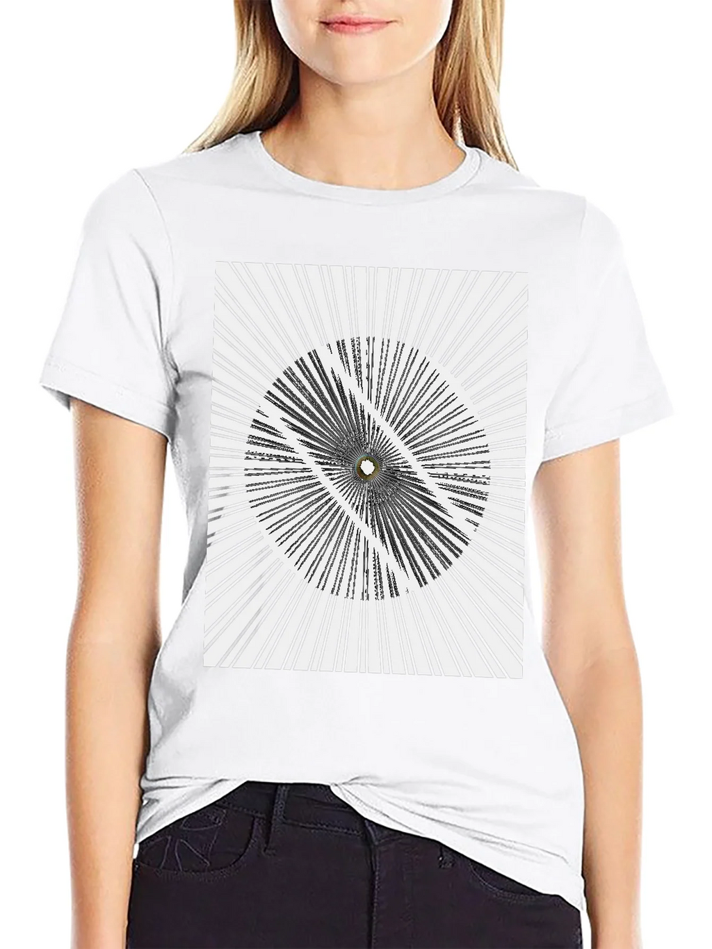 Abstract Optical Illusion Graphic Print Black T-Shirt product image 11