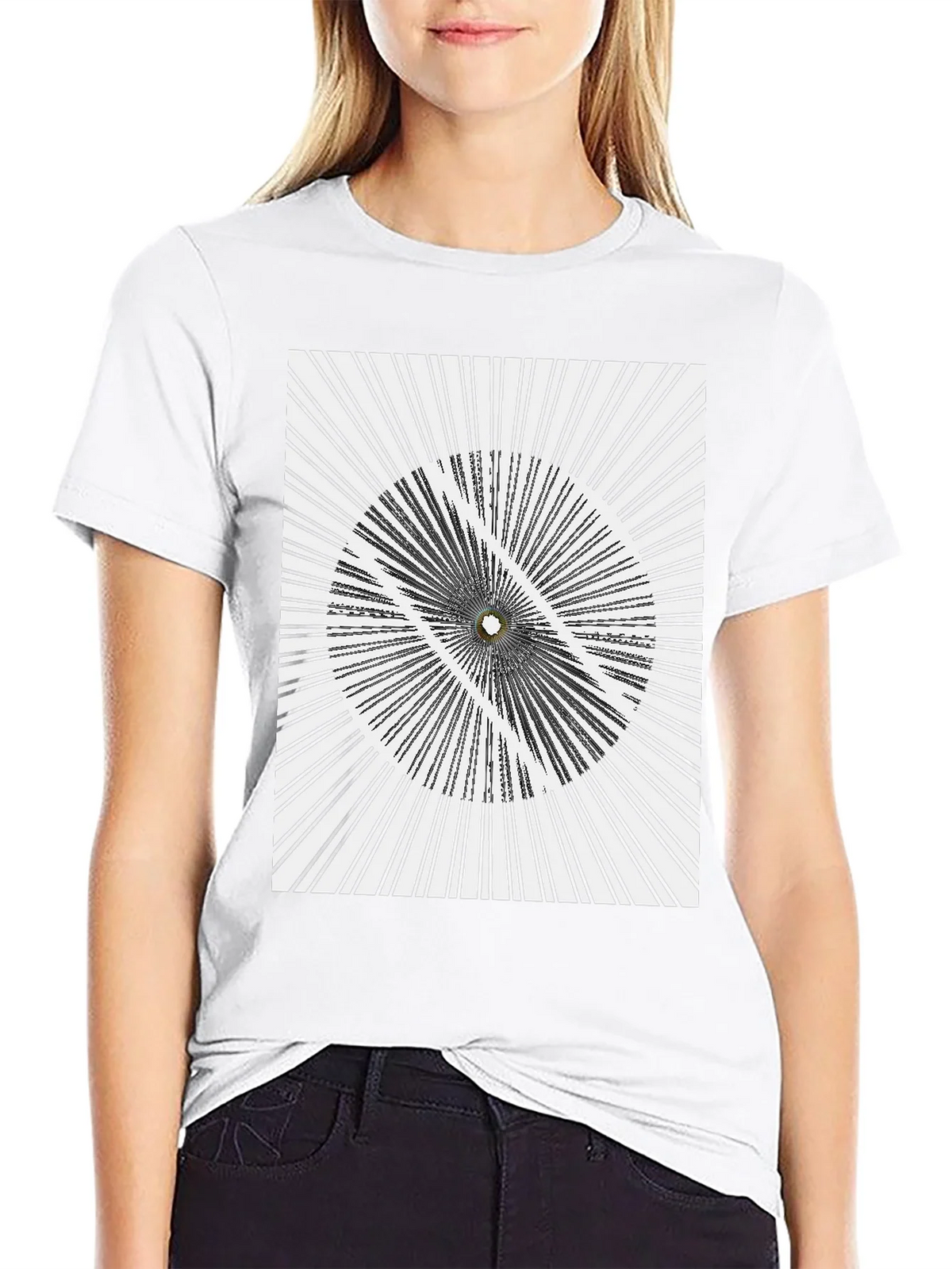 Abstract Optical Illusion Graphic Print Black T-Shirt product image 11