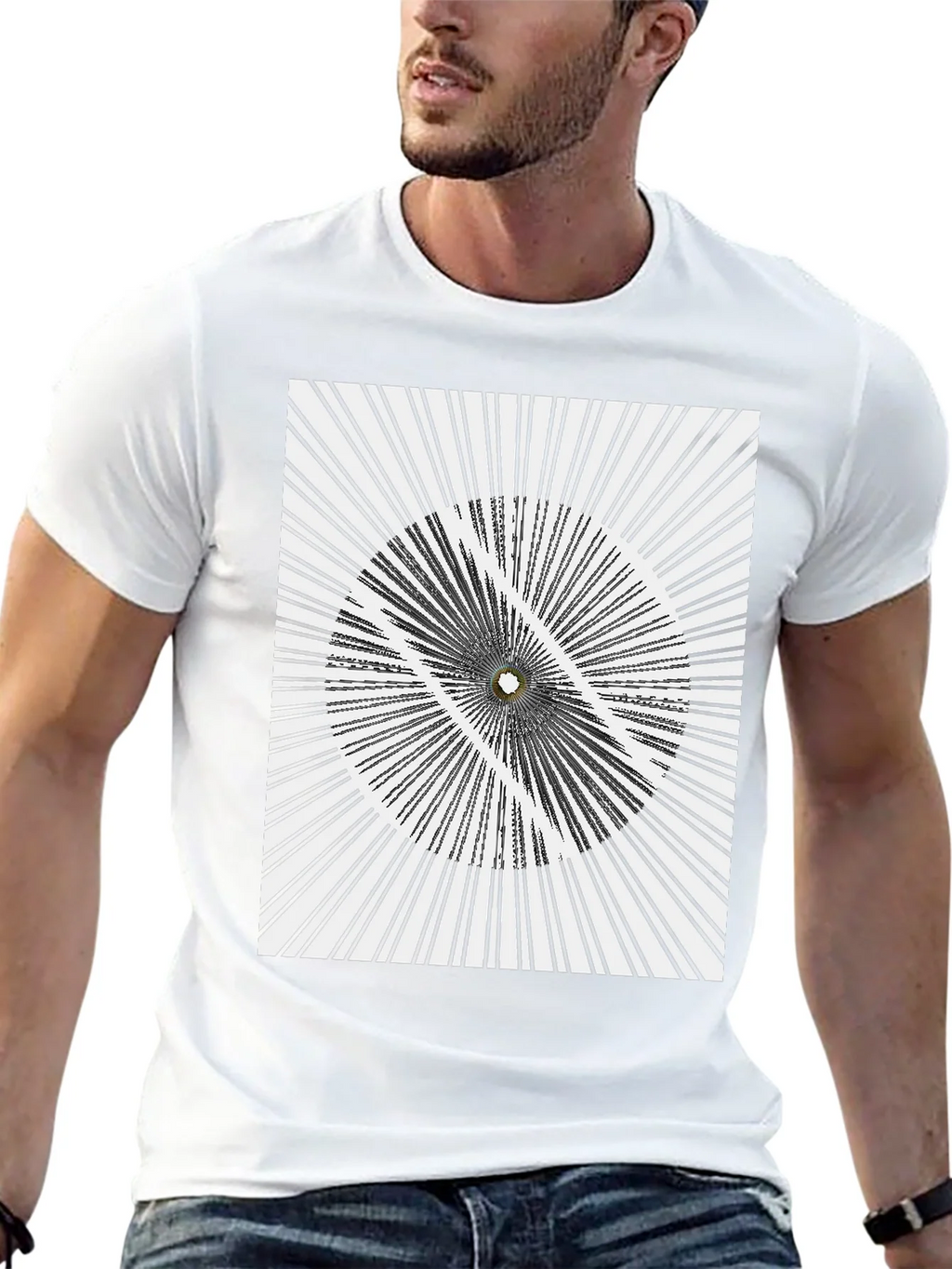 Abstract Optical Illusion Graphic Print Black T-Shirt product image 4