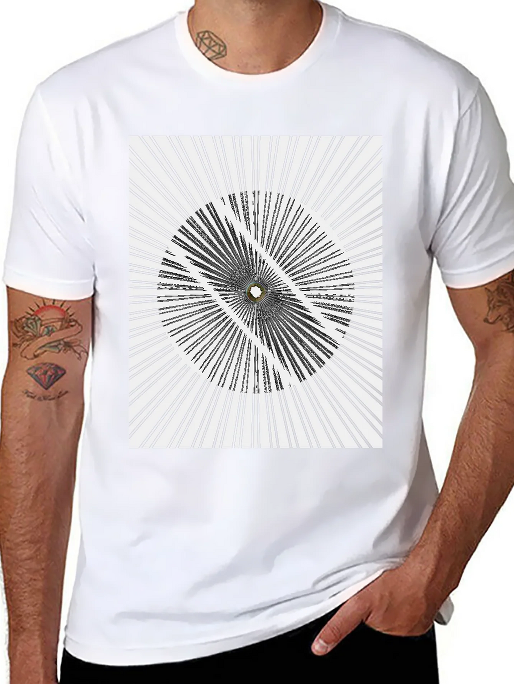 Abstract Optical Illusion Graphic Print Black T-Shirt product image 10
