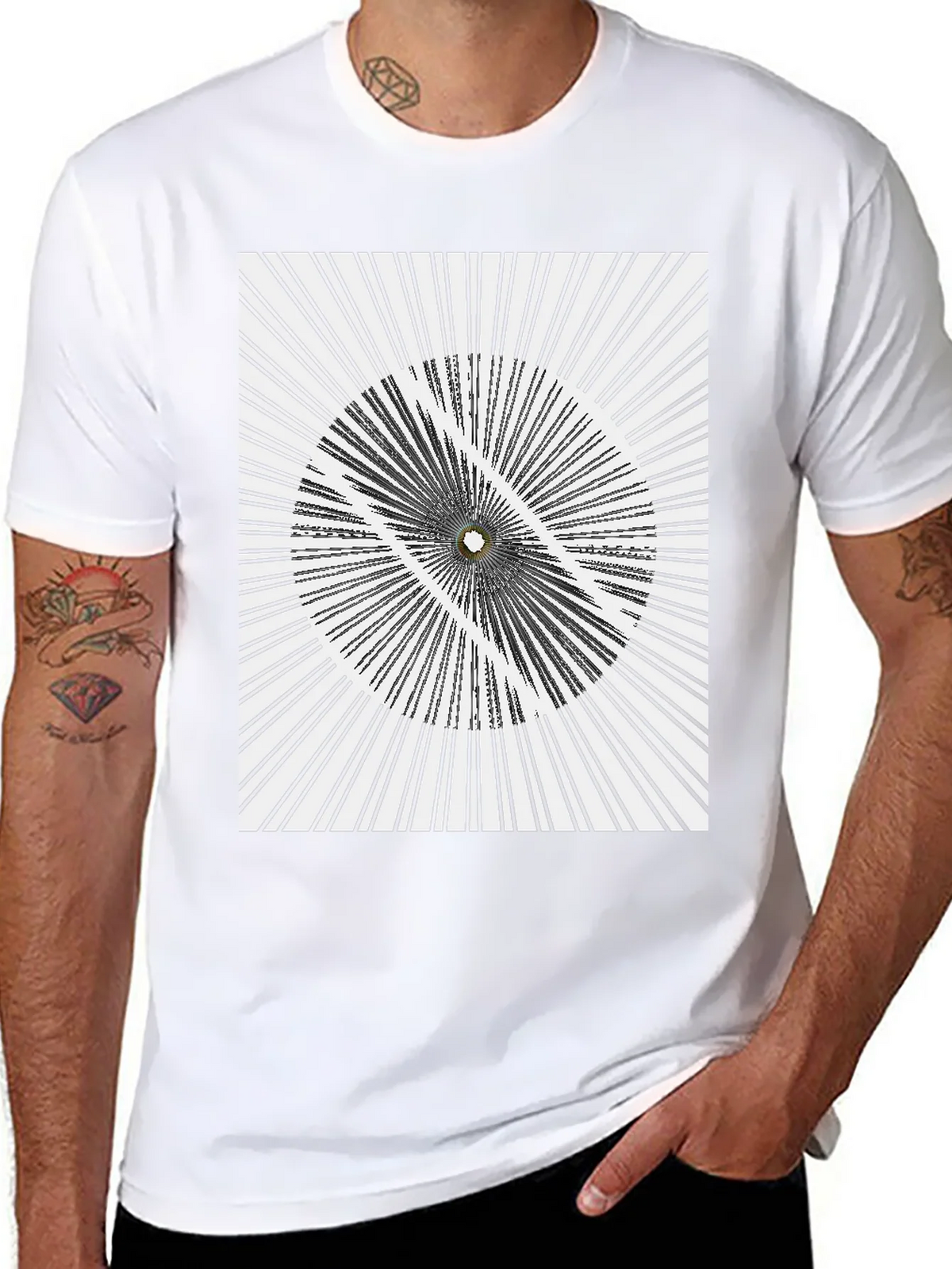 Abstract Optical Illusion Graphic Print Black T-Shirt product image 10