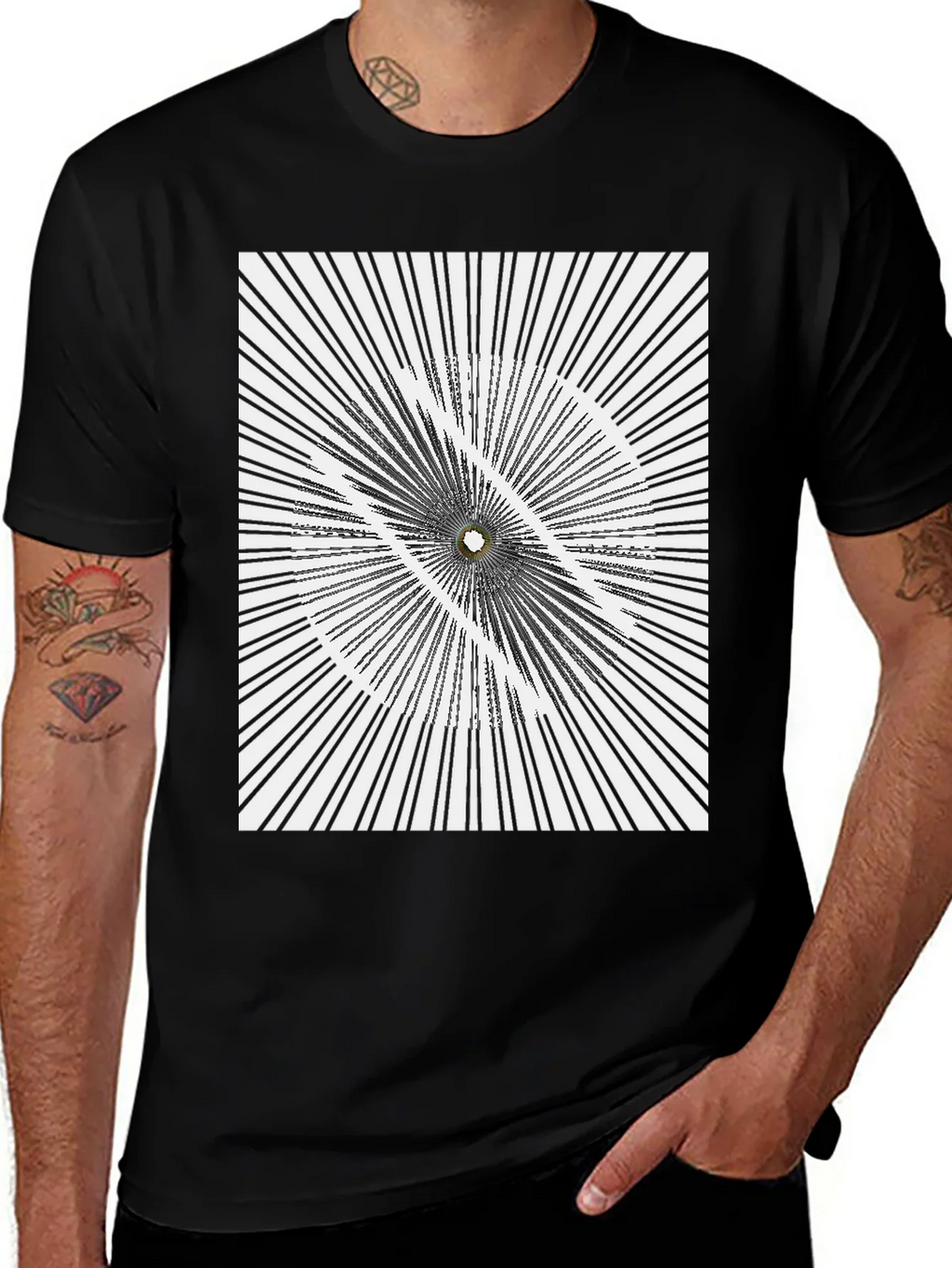 Abstract Optical Illusion Graphic Print Black T-Shirt product image 1