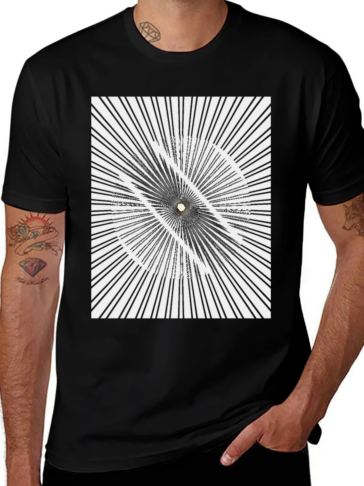 Abstract Optical Illusion Graphic Print Black T-Shirt product image 1