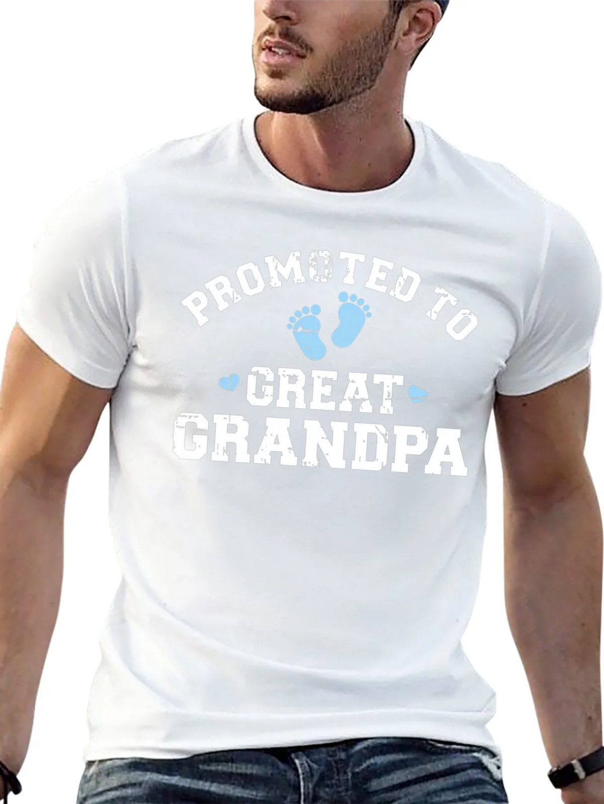 Promoted to Great Grandpa Black T-Shirt product image 4