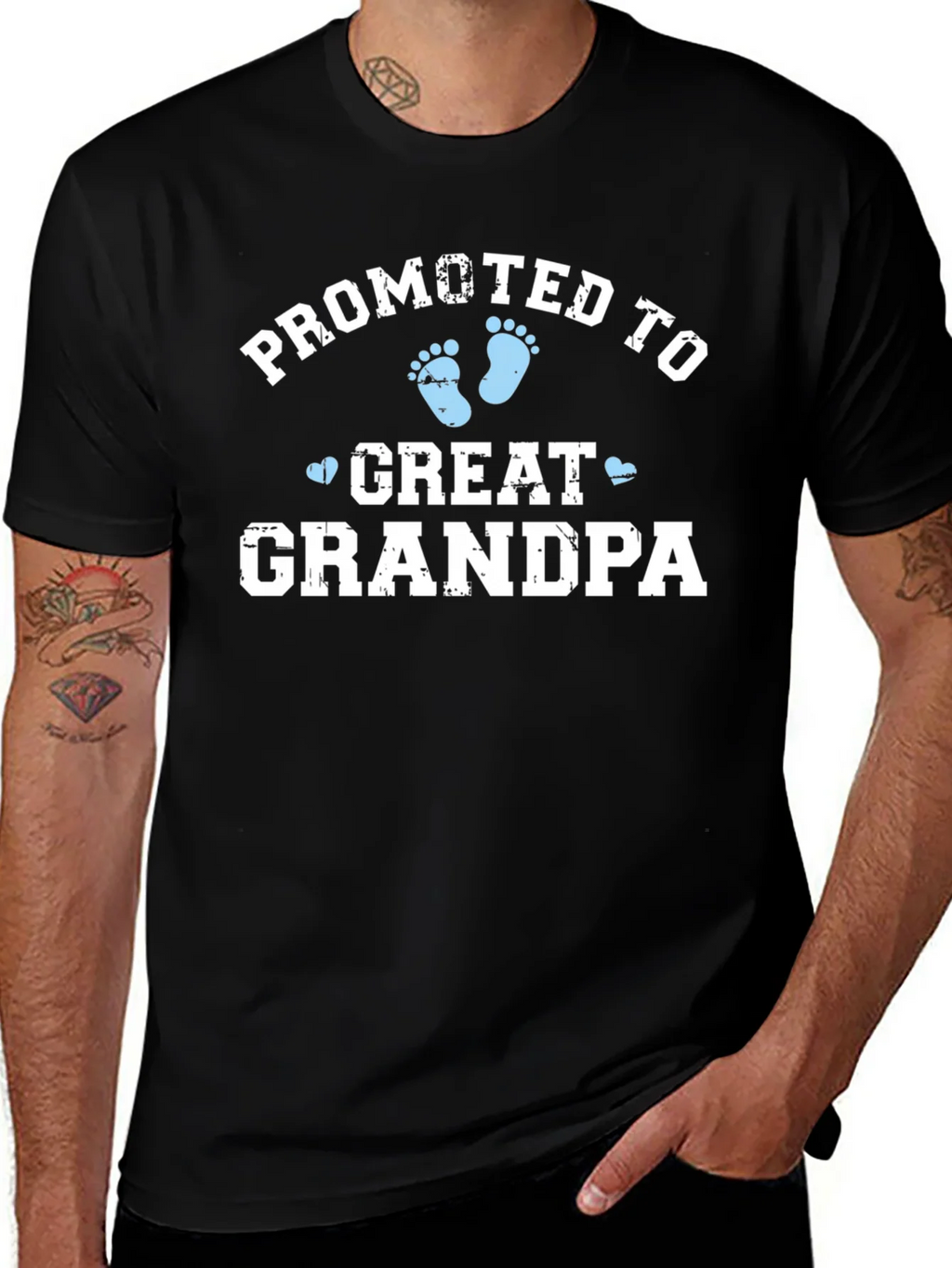 Promoted to Great Grandpa Black T-Shirt product image 1
