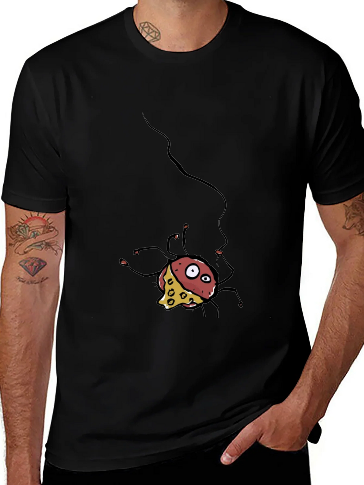 Cartoon Cheese Spider Black T-Shirt product image 1