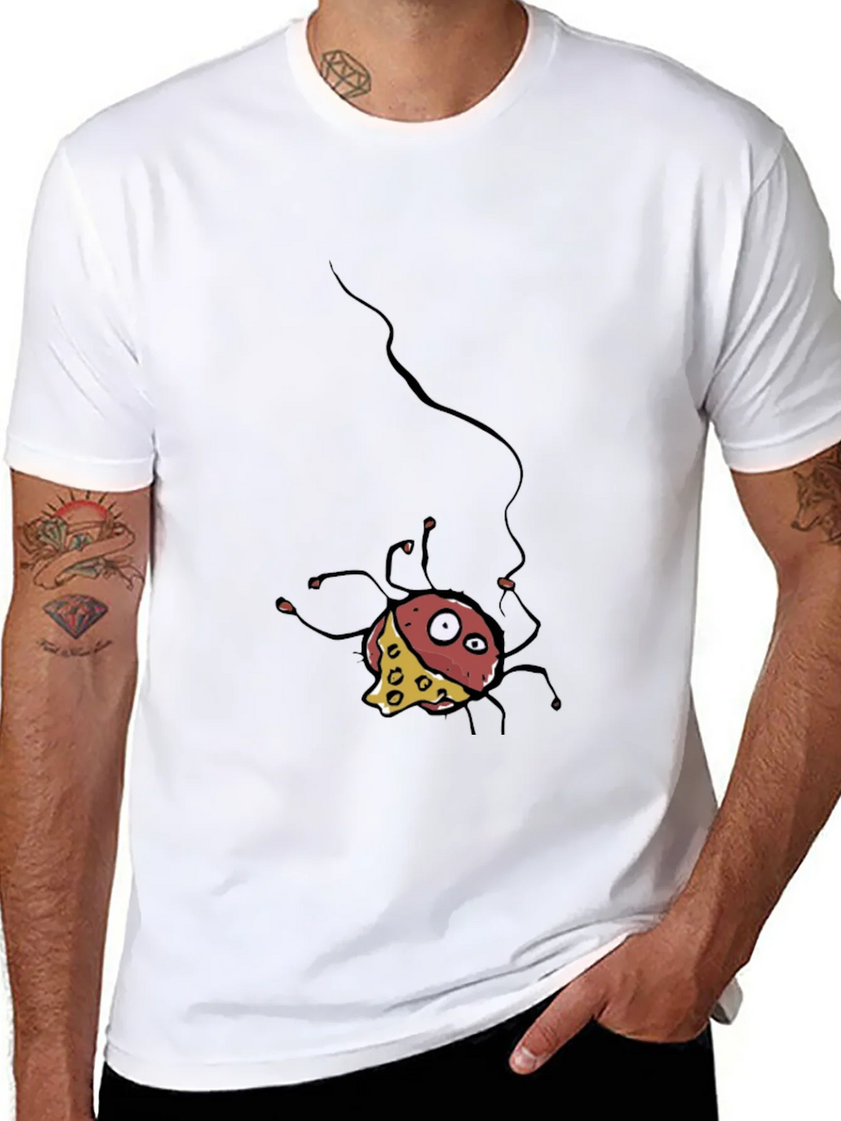 Cartoon Cheese Spider Black T-Shirt product image 10