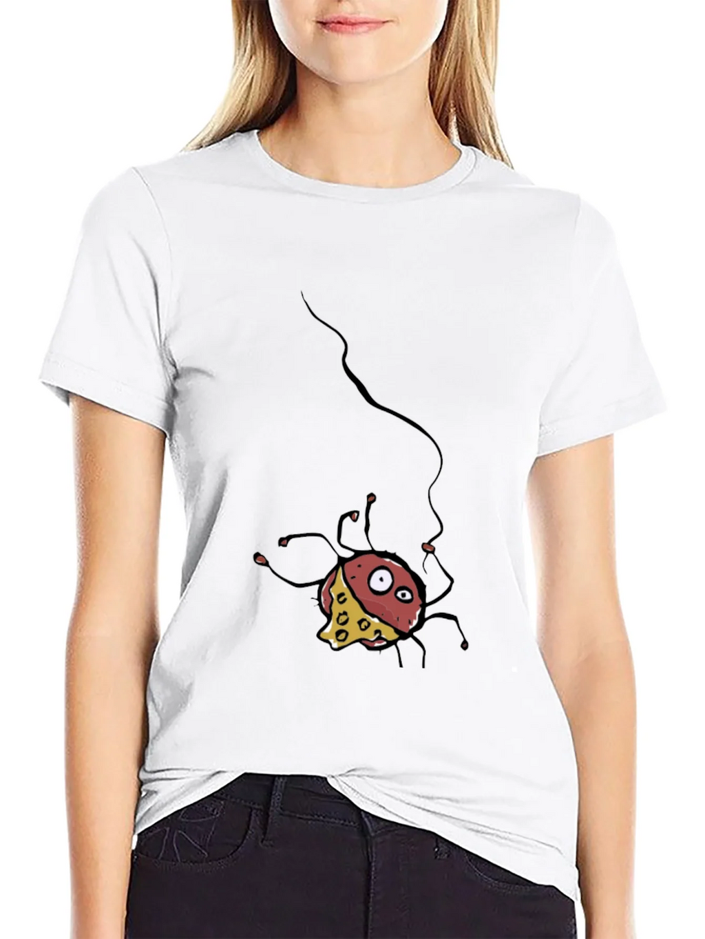 Cartoon Cheese Spider Black T-Shirt product image 11