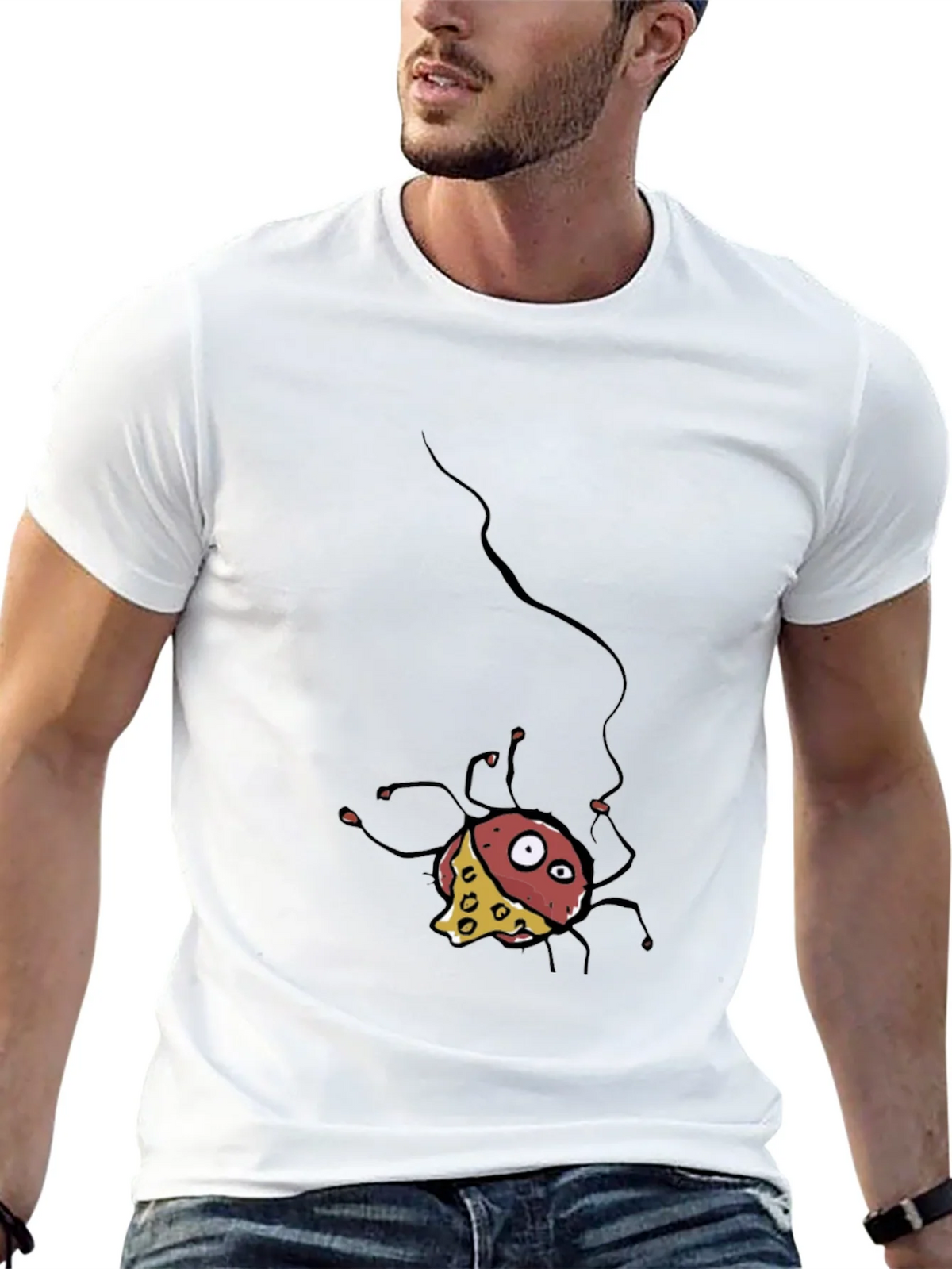 Cartoon Cheese Spider Black T-Shirt product image 4