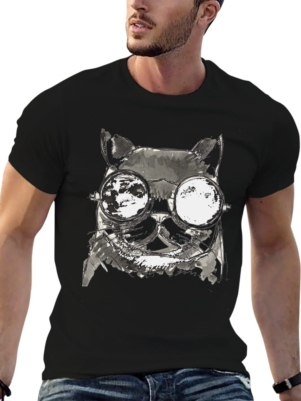 Cool Cat T-Shirt - Unisex Black Tee with Unique Graphic product image 9