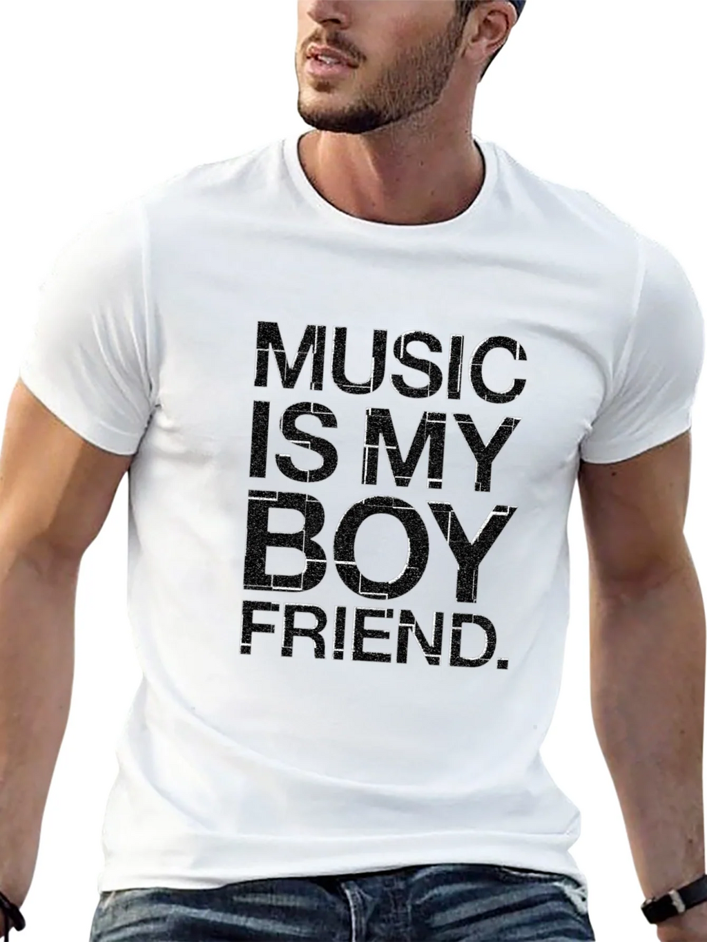 Music Is My Boyfriend Black Graphic Tee product image 4
