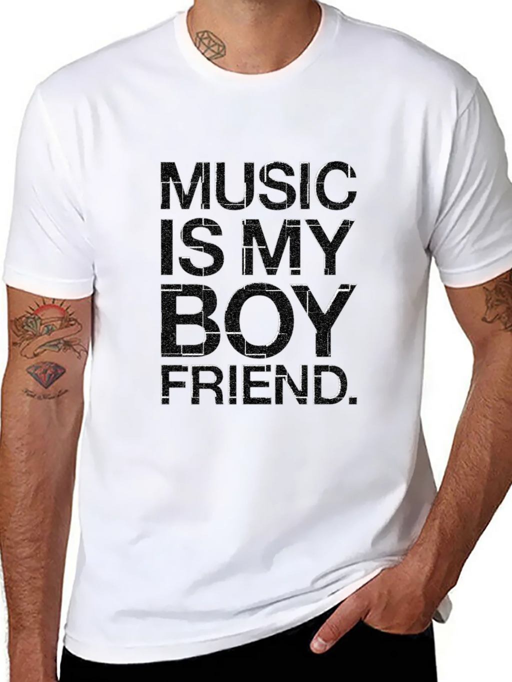 Music Is My Boyfriend Black Graphic Tee product image 10