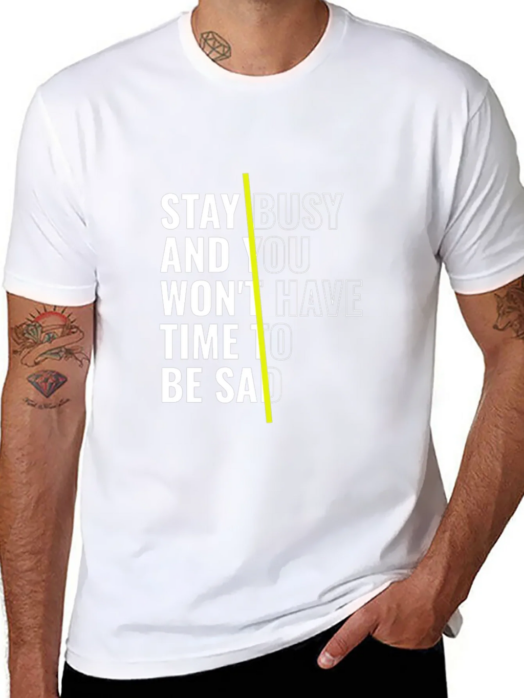 Stay Busy Black T-Shirt with Motivation Quote product image 10