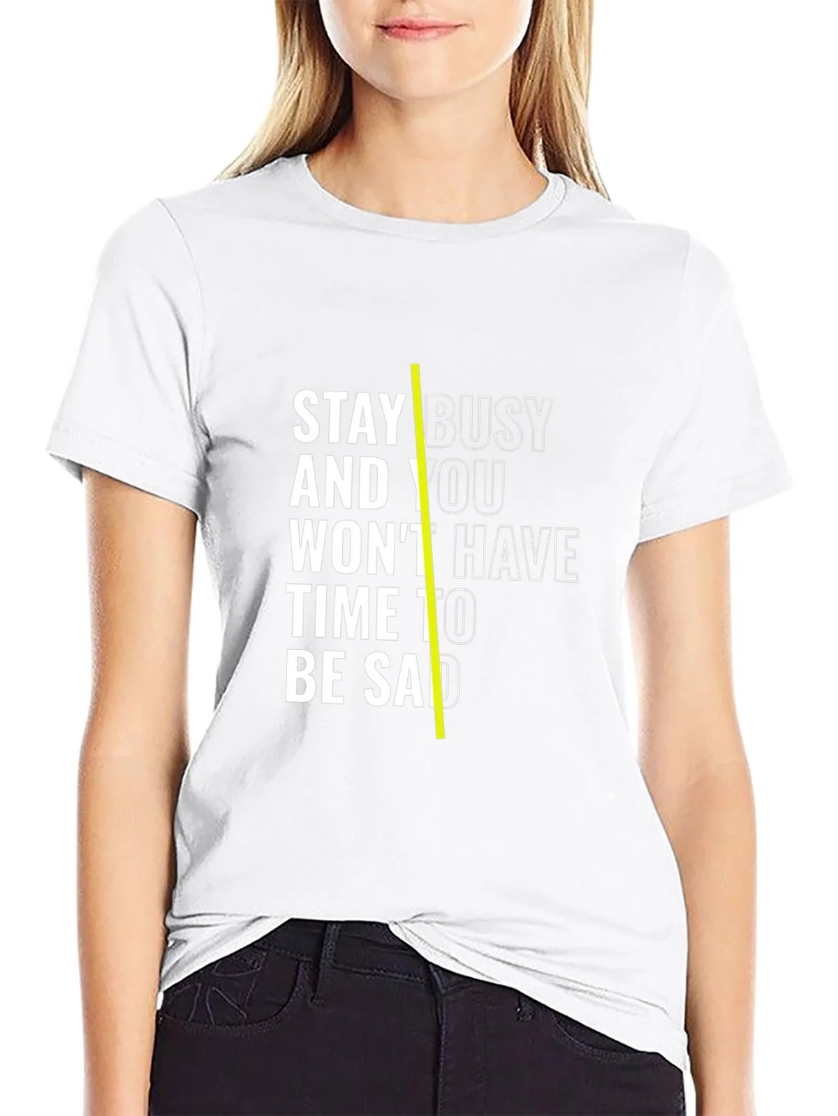 Stay Busy Black T-Shirt with Motivation Quote product image 11
