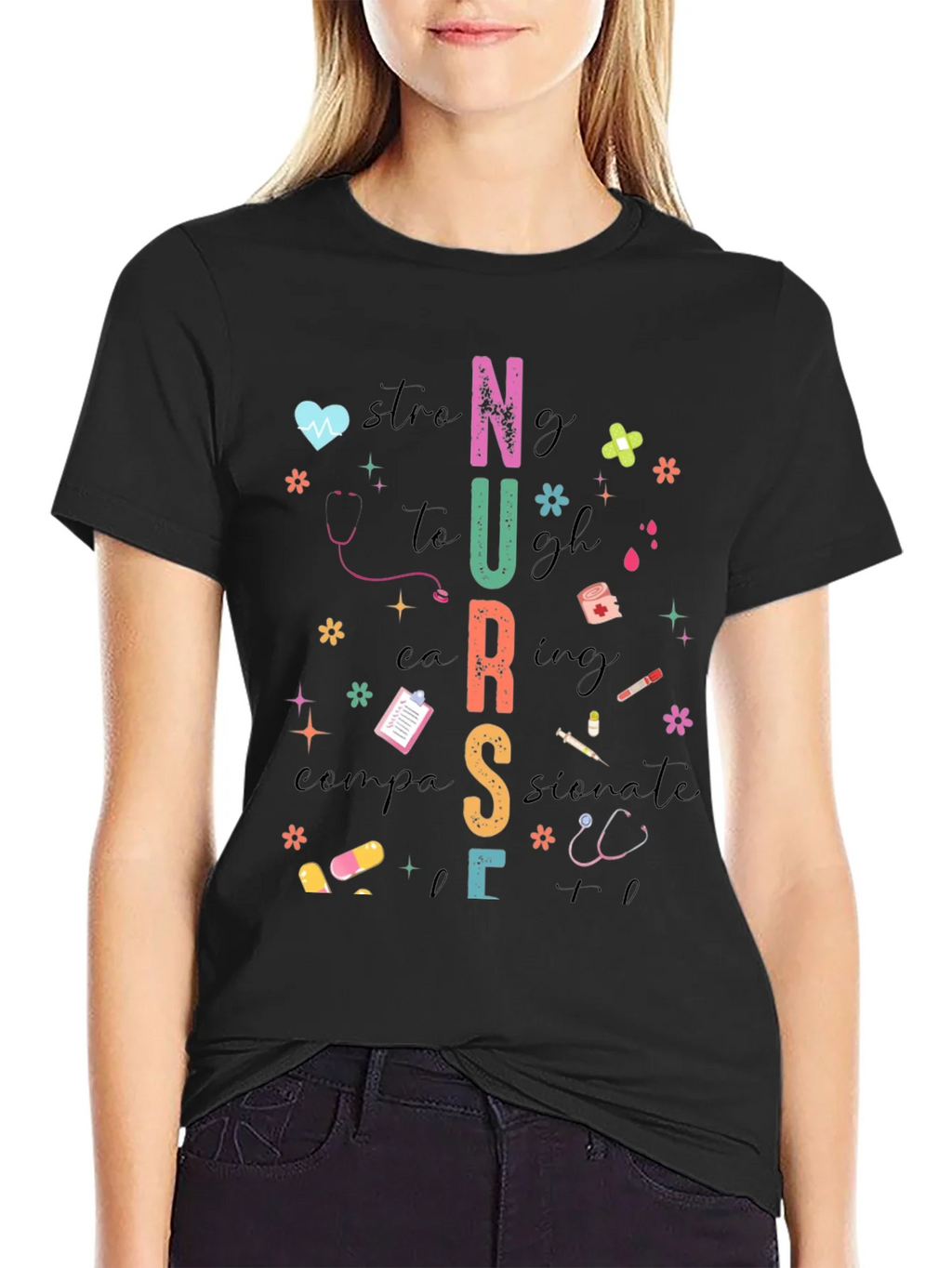 Nurse Graphic Tee - Strong Caring Compassionate product image 5