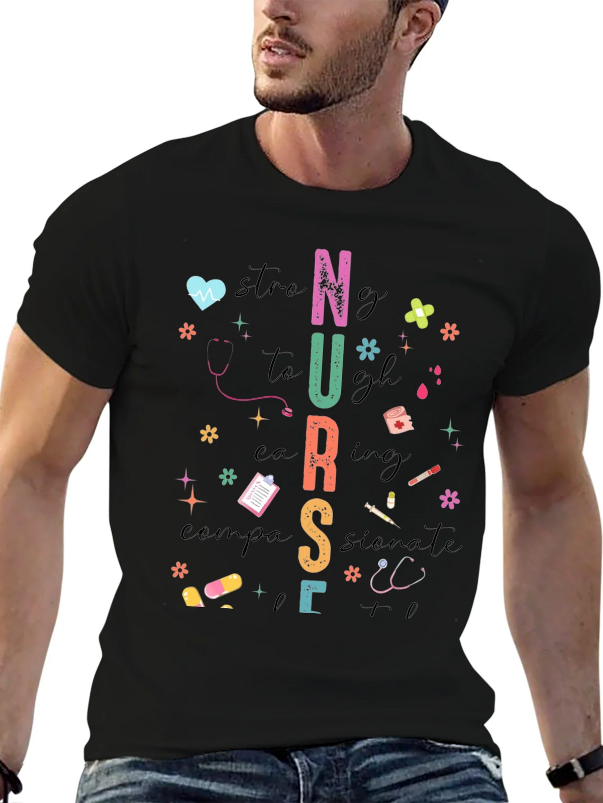 Nurse Graphic Tee - Strong Caring Compassionate product image 9