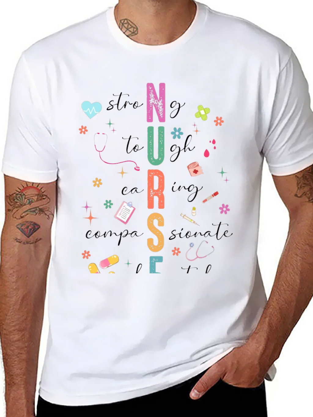 Nurse Graphic Tee - Strong Caring Compassionate product image 10