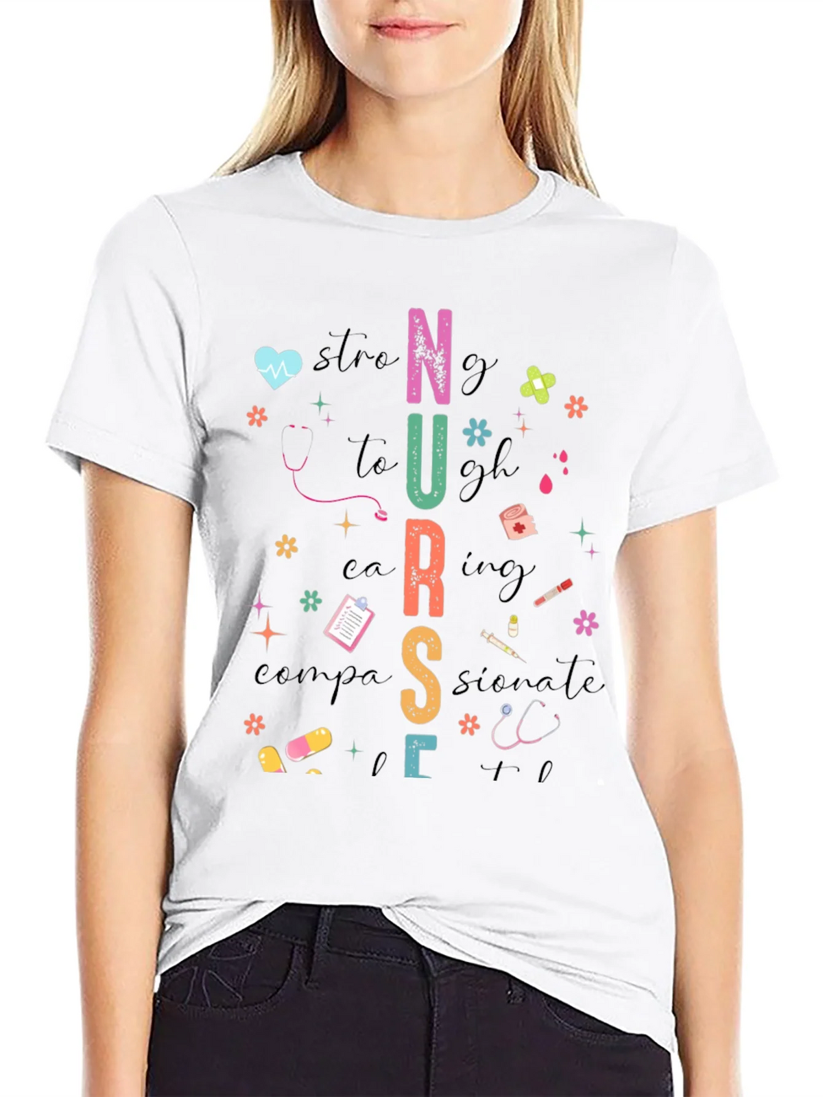 Nurse Graphic Tee - Strong Caring Compassionate product image 11