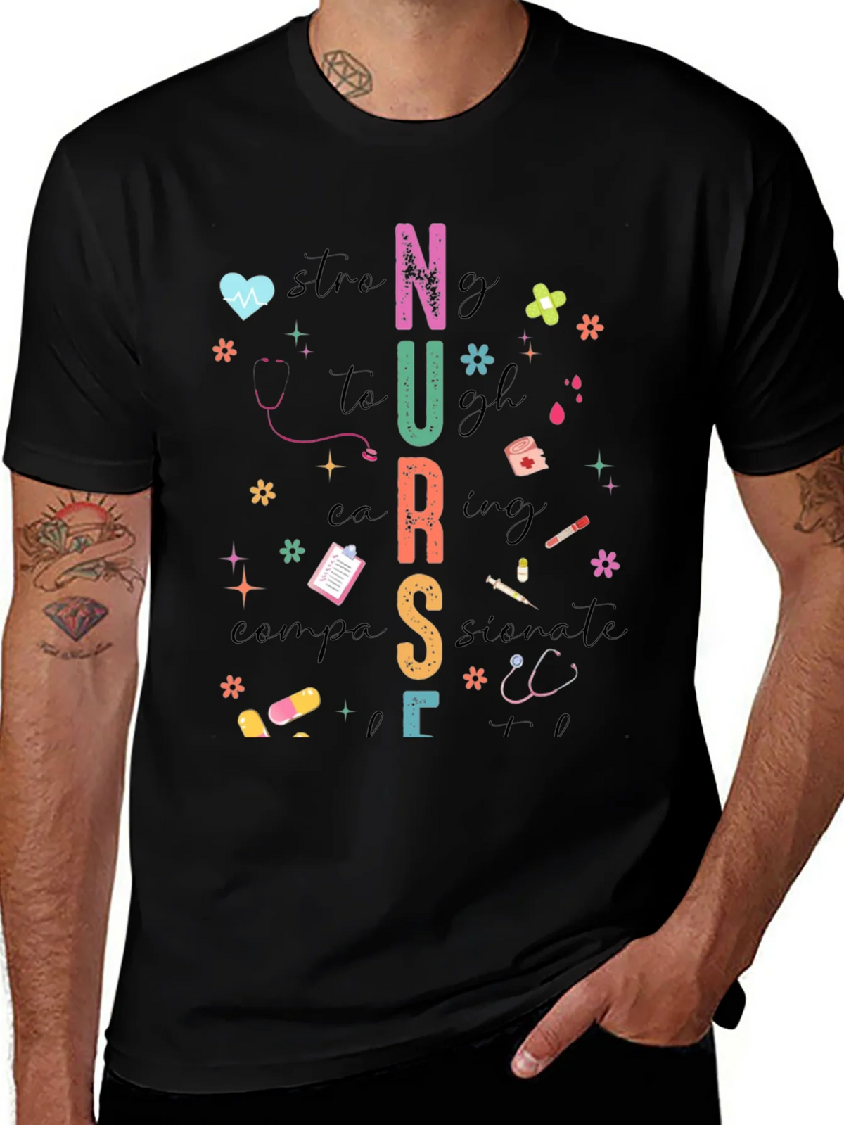 Nurse Graphic Tee - Strong Caring Compassionate product image 1
