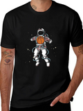 Astronaut Basketball Graphic Tee - Black Cotton Blend product image 1