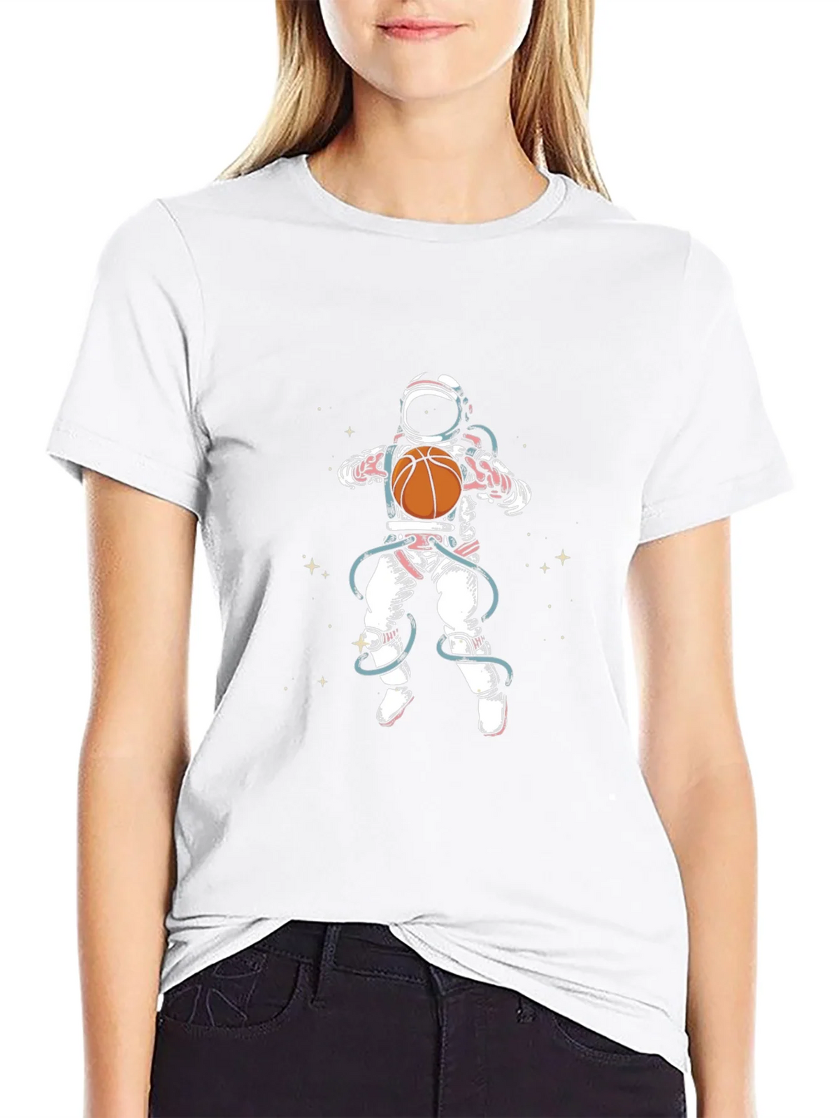 Astronaut Basketball Graphic Tee - Black Cotton Blend product image 11
