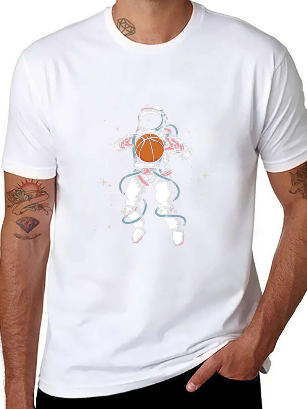 Astronaut Basketball Graphic Tee - Black Cotton Blend product image 10