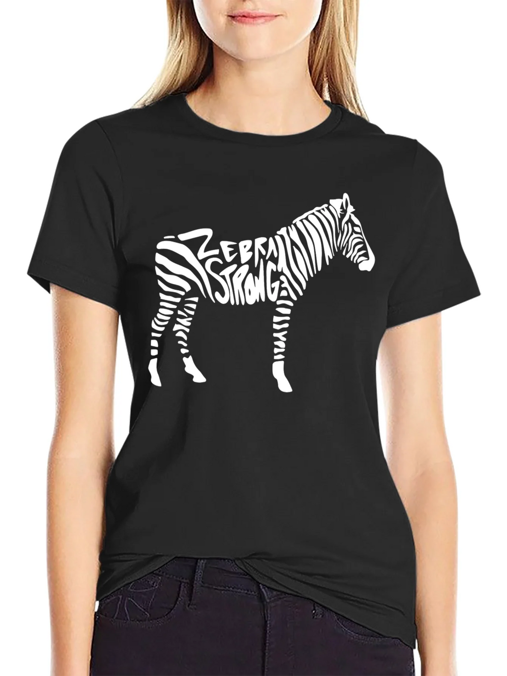 Zebra Strong Graphic Tee - Black Cotton T-Shirt product image 5