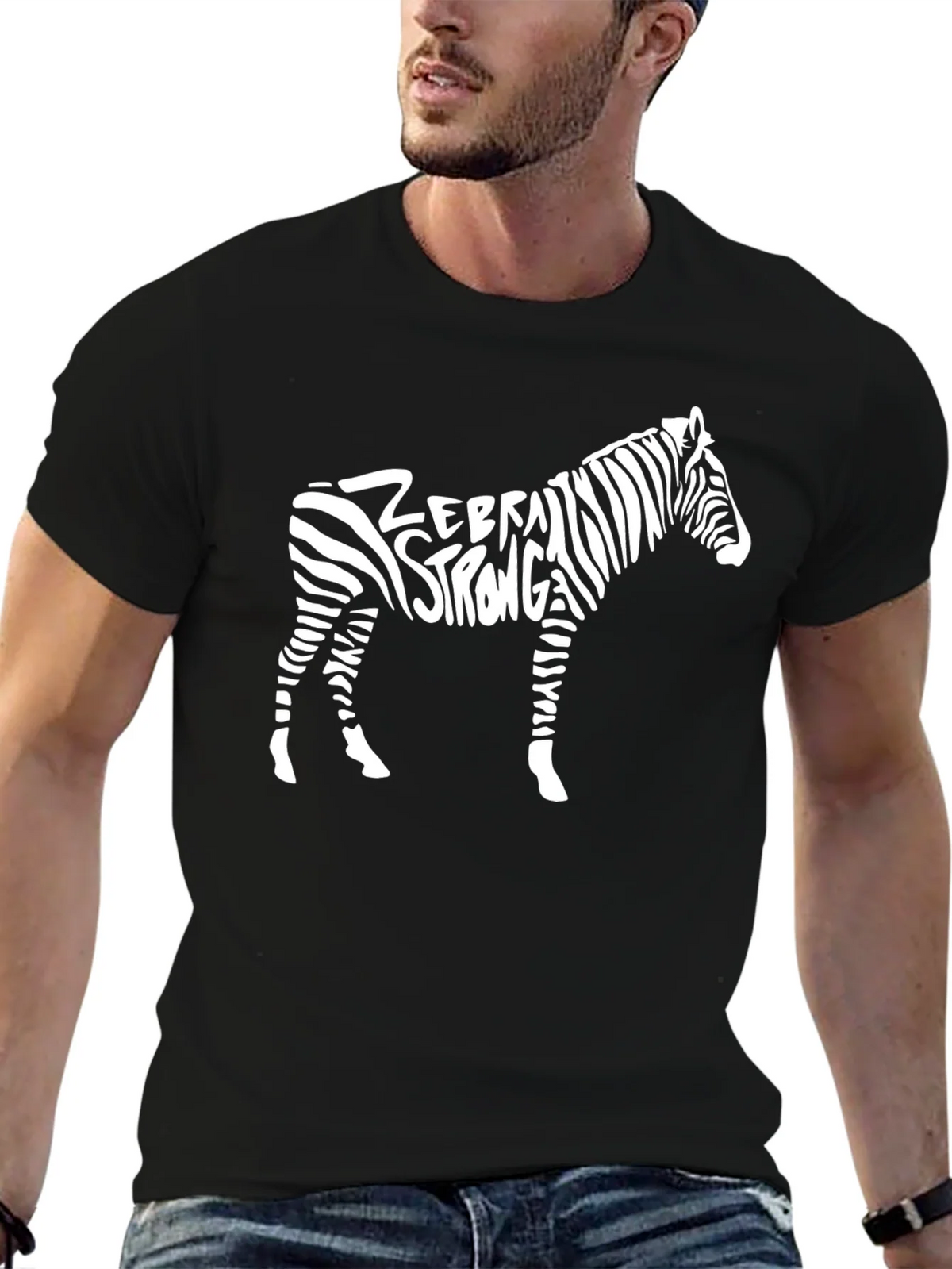 Zebra Strong Graphic Tee - Black Cotton T-Shirt product image 9