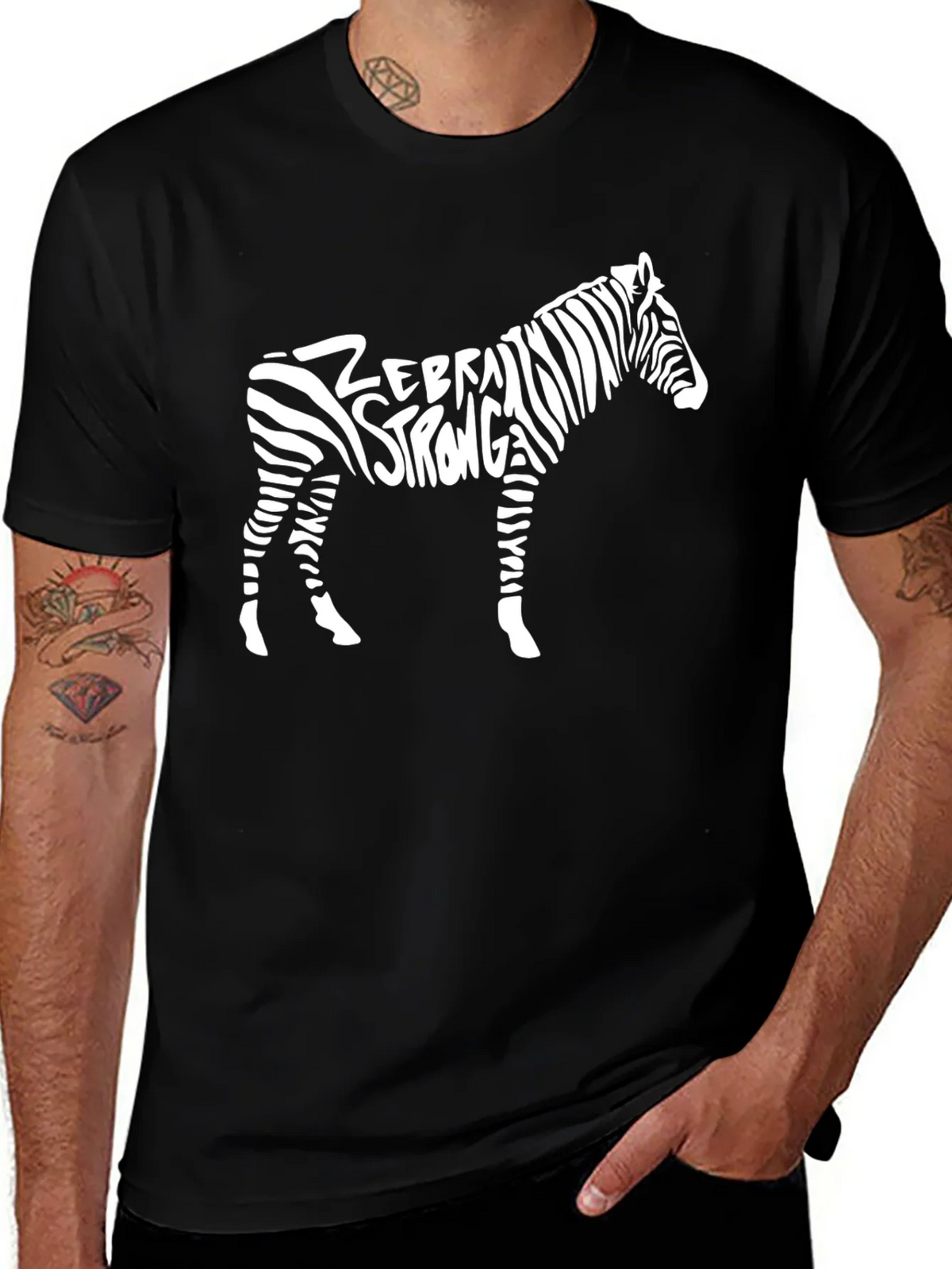 Zebra Strong Graphic Tee - Black Cotton T-Shirt product image 1