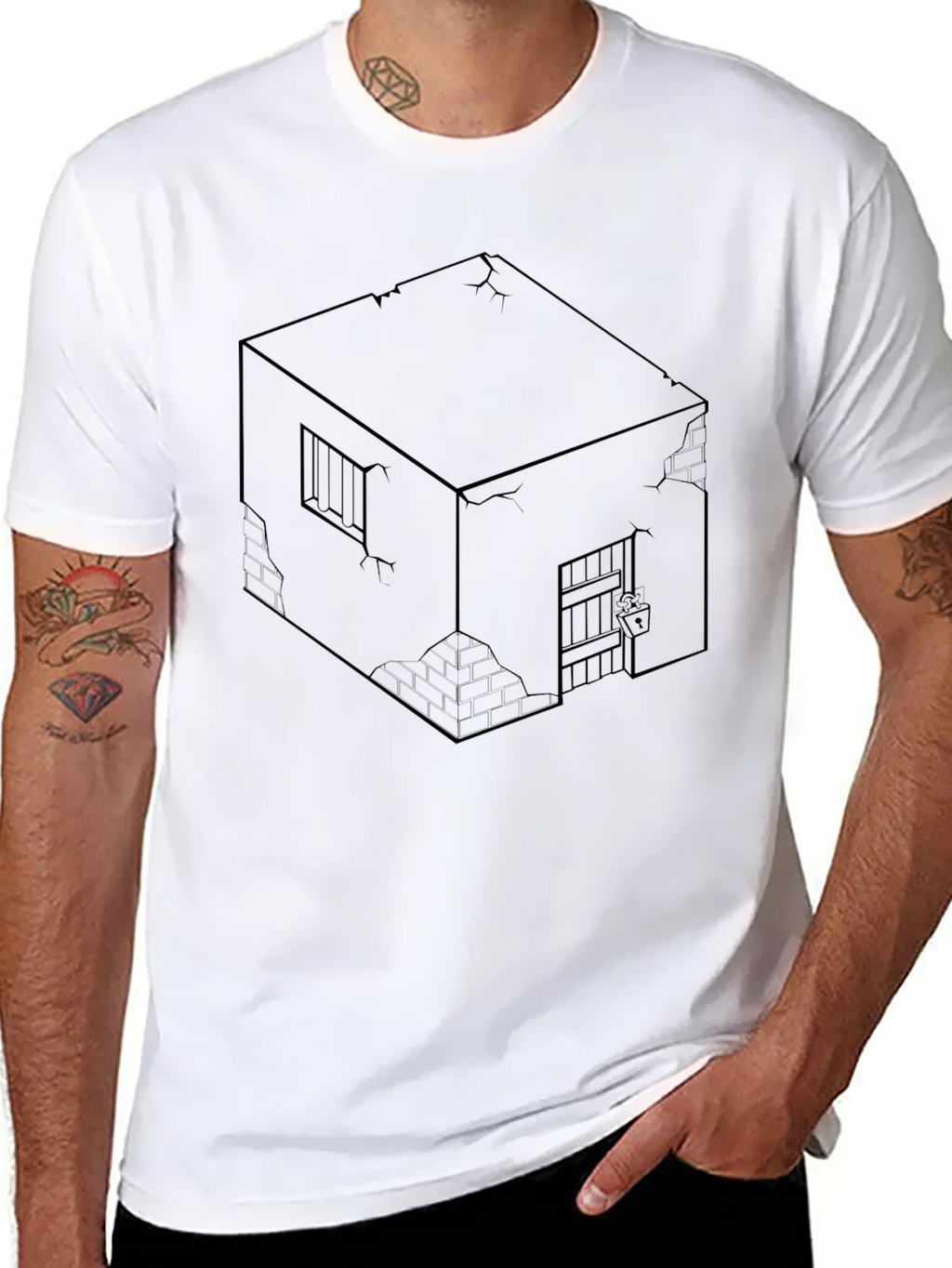 Isometric Prison Cell Graphic Tee - Edgy Style product image 10