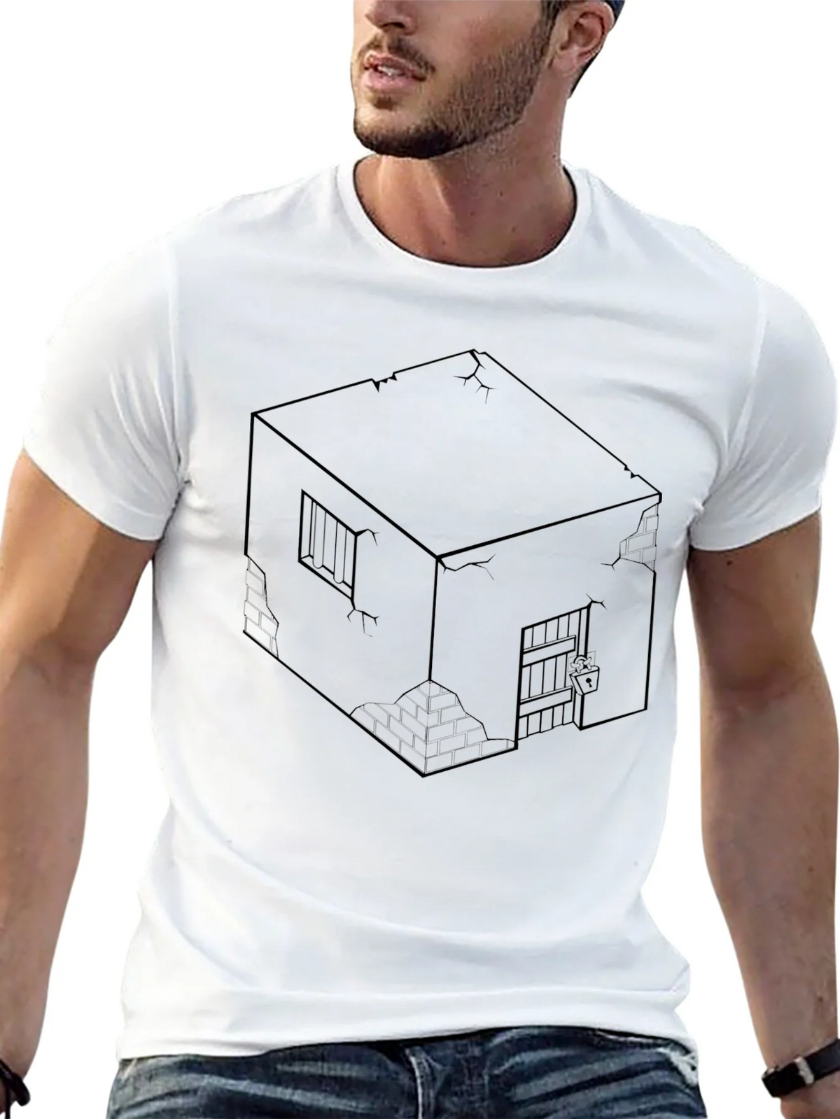 Isometric Prison Cell Graphic Tee - Edgy Style product image 4