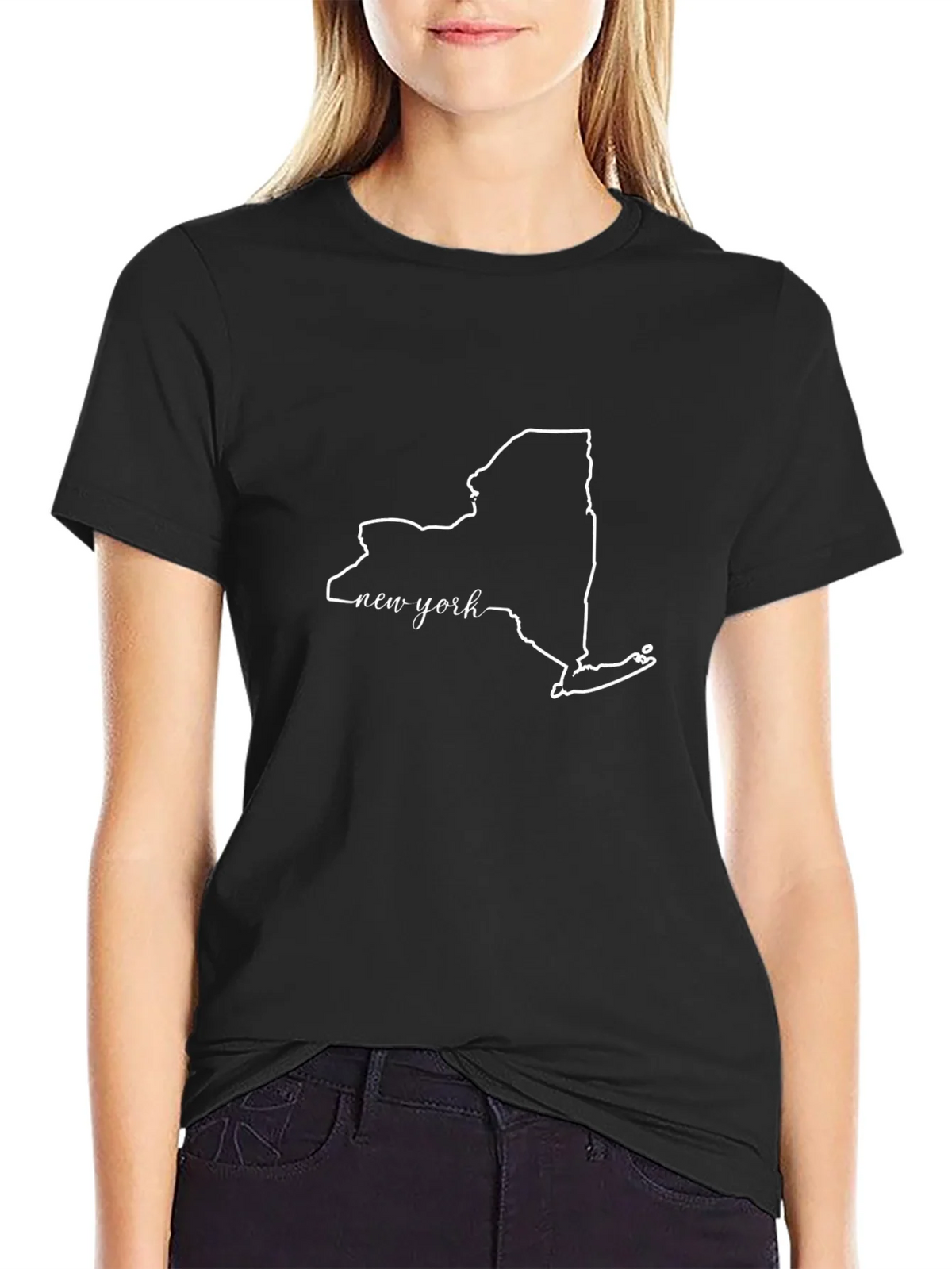 New York State Outline Graphic Tee - Black product image 5